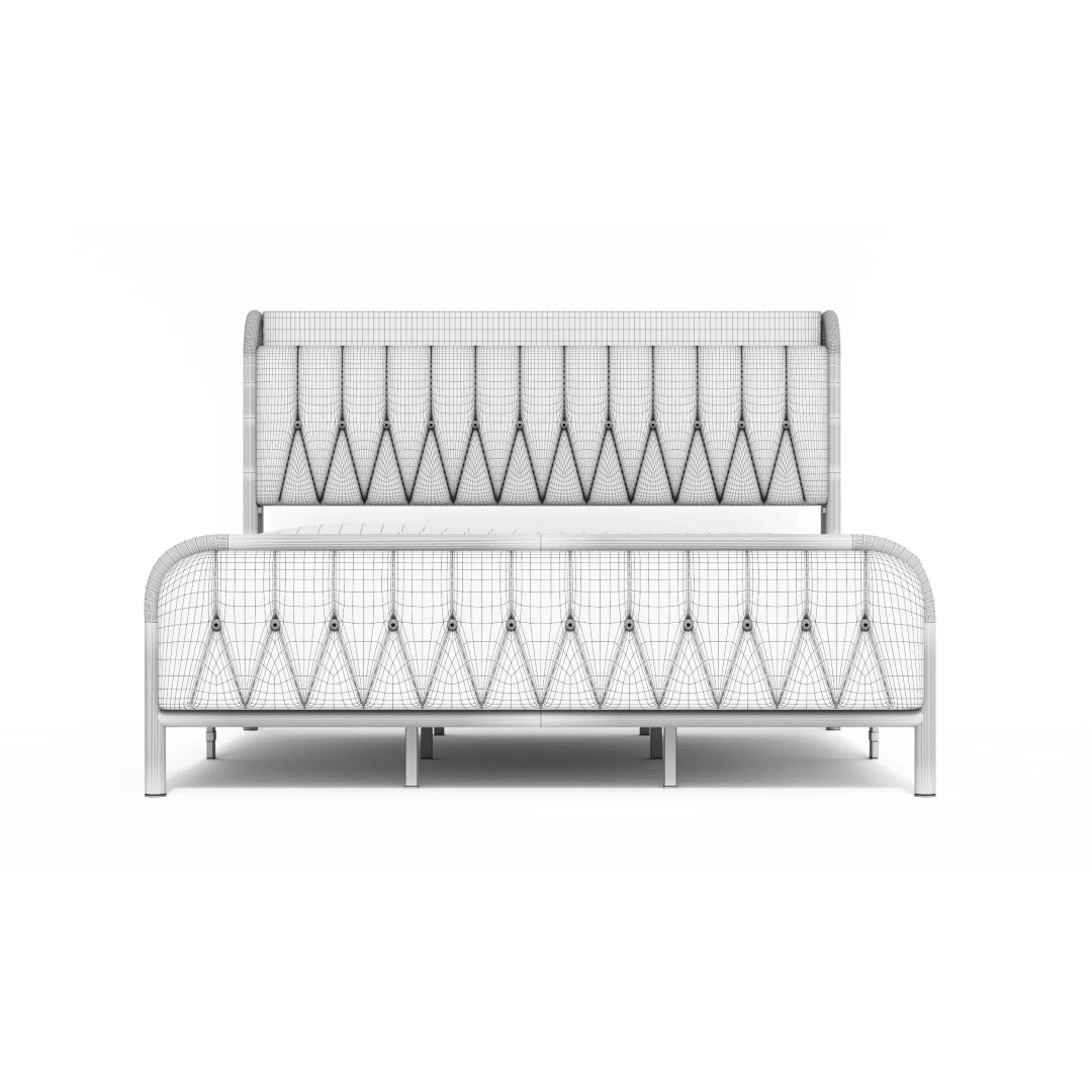 Upholstered Metal Bed Frame 3D Model – Modern Furniture Design, FBX - View 7