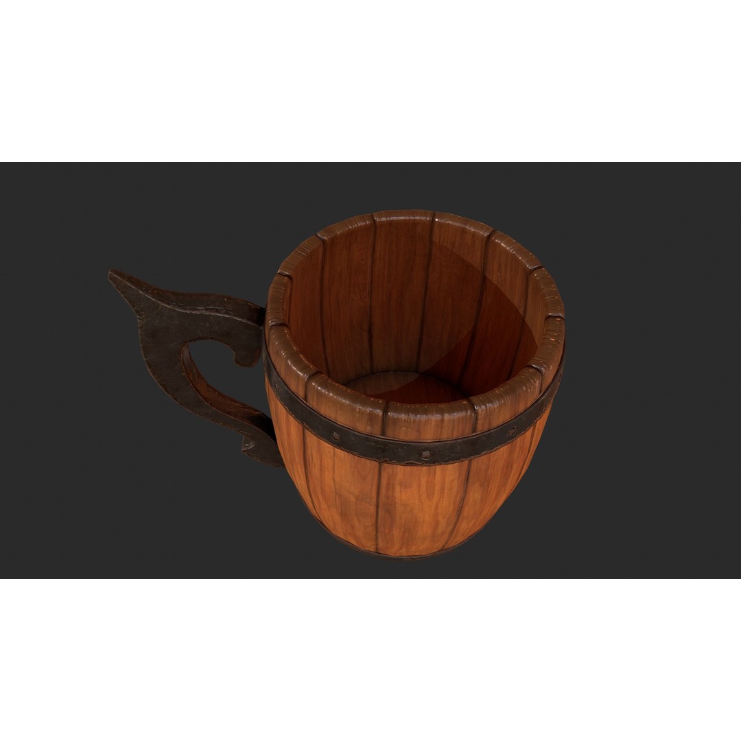 Beer Mug 3D Model – Low Poly Game Ready Asset, FBX, OBJ - View 10