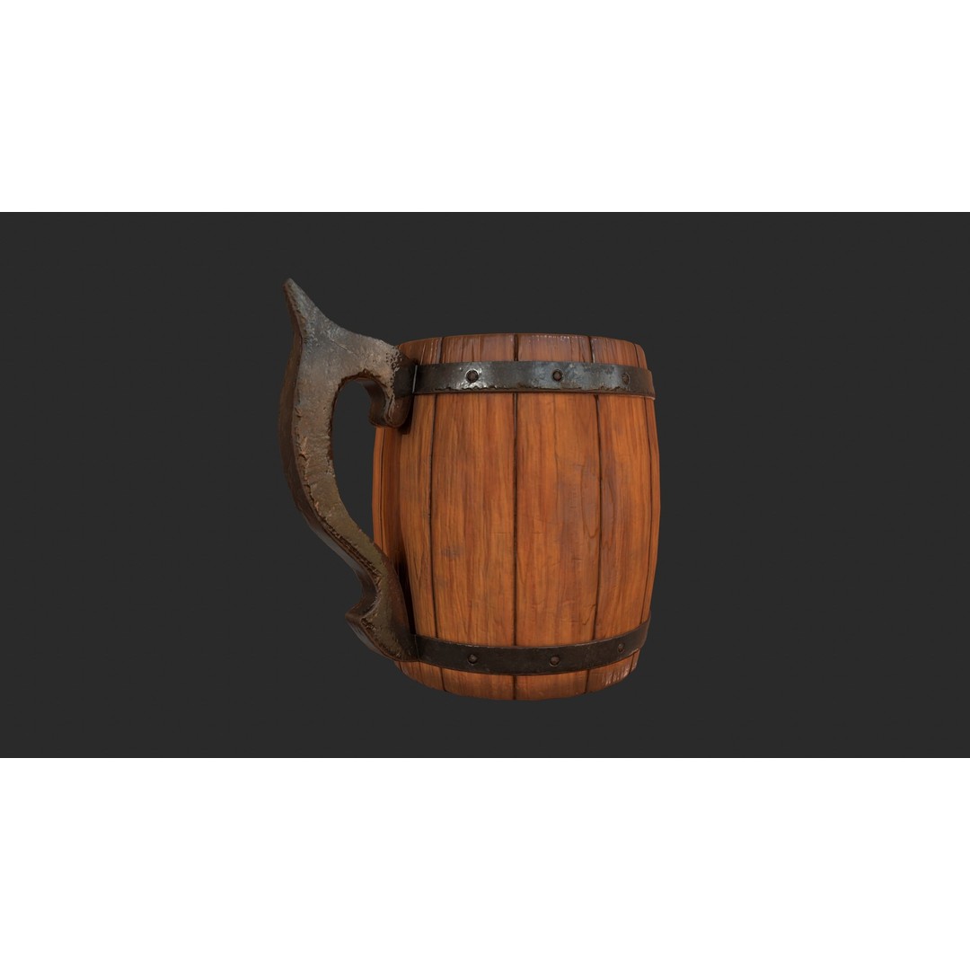 Beer Mug 3D Model – Low Poly Game Ready Asset, FBX, OBJ - View 11