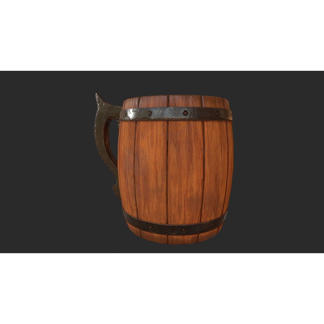 Beer Mug 3D Model – Low Poly Game Ready Asset, FBX, OBJ - View 13