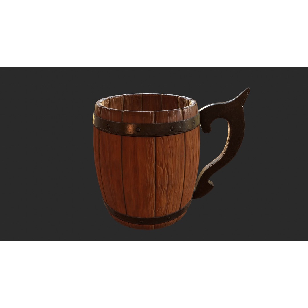 Beer Mug 3D Model – Low Poly Game Ready Asset, FBX, OBJ - View 19