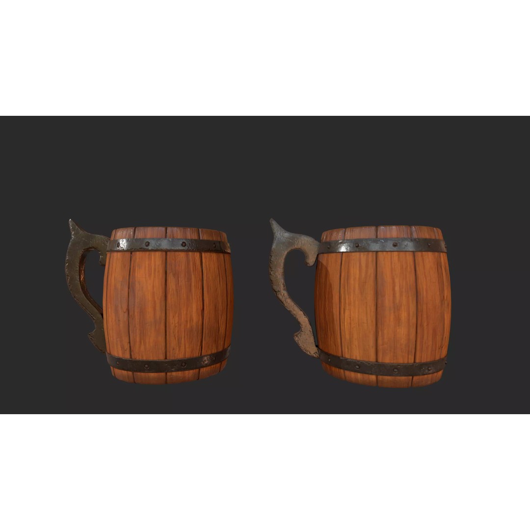 Beer Mug 3D Model – Low Poly Game Ready Asset, FBX, OBJ - View 2