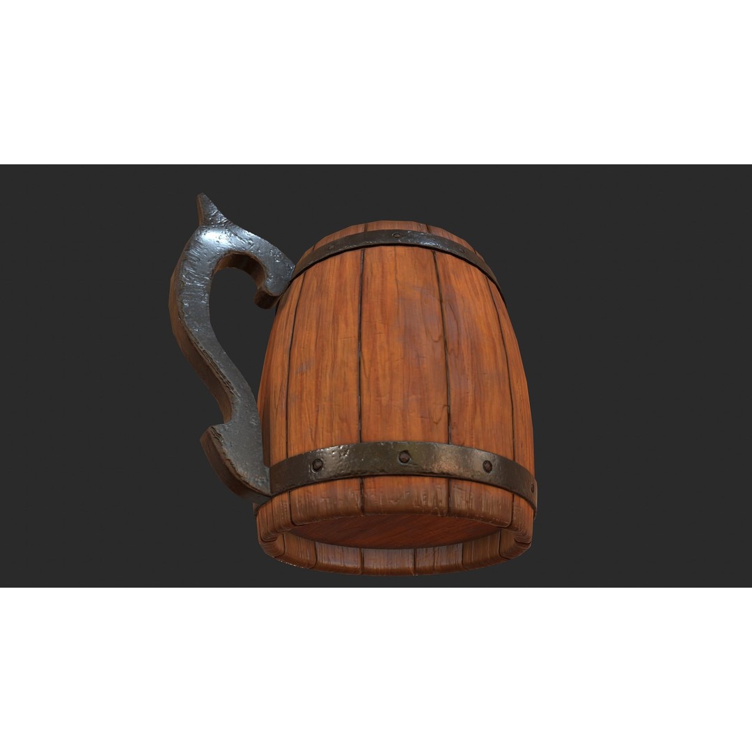 Beer Mug 3D Model – Low Poly Game Ready Asset, FBX, OBJ - View 23