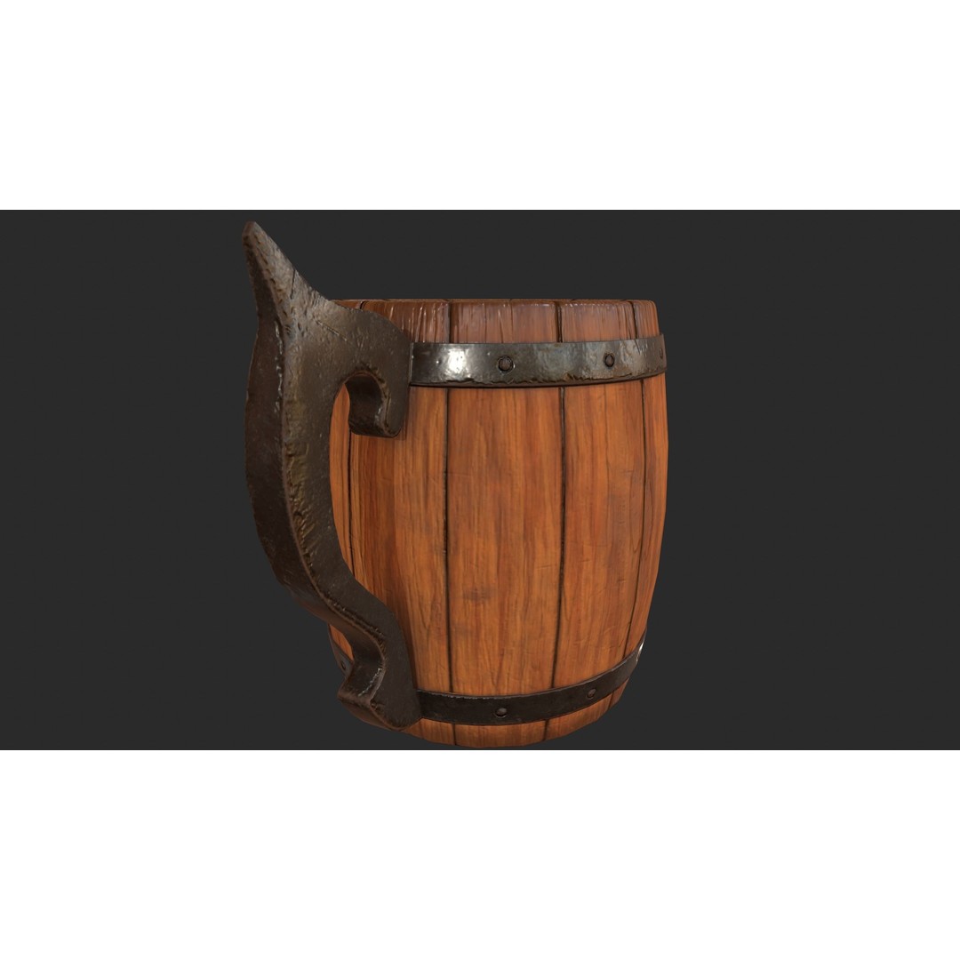 Beer Mug 3D Model – Low Poly Game Ready Asset, FBX, OBJ - View 24