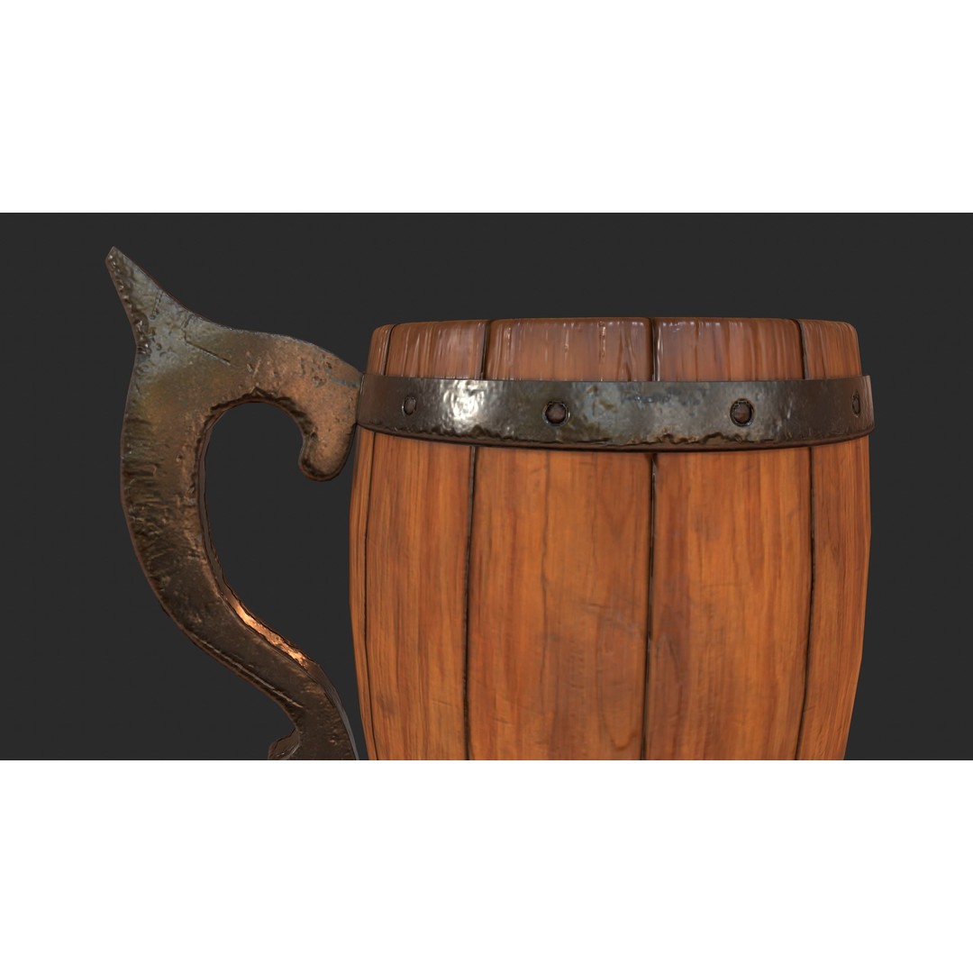 Beer Mug 3D Model – Low Poly Game Ready Asset, FBX, OBJ - View 25