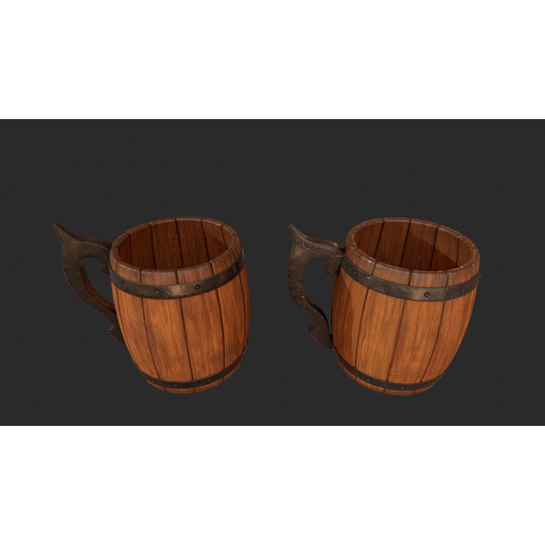 Beer Mug 3D Model – Low Poly Game Ready Asset, FBX, OBJ - View 3