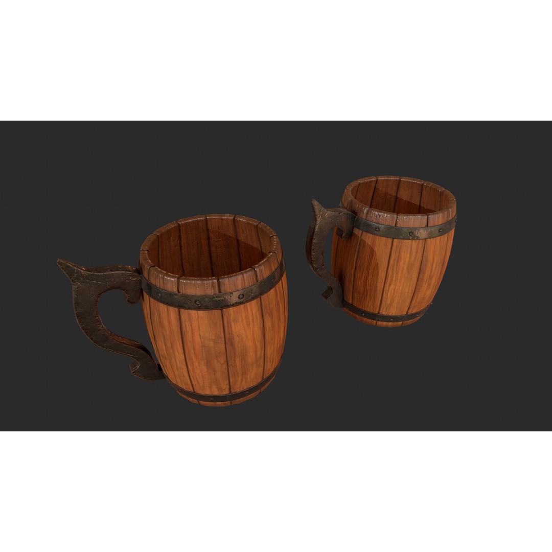 Beer Mug 3D Model – Low Poly Game Ready Asset, FBX, OBJ - View 7