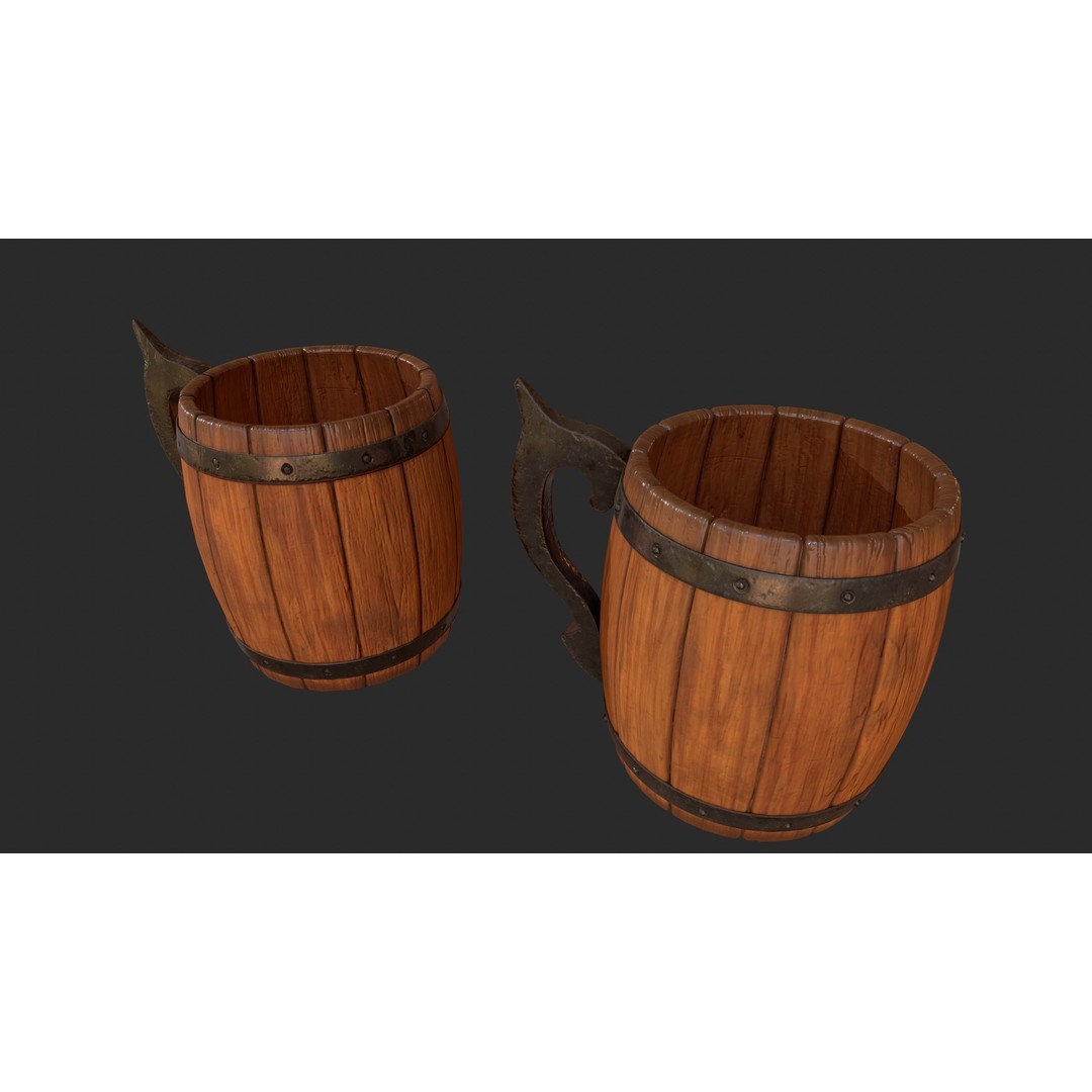 Beer Mug 3D Model – Low Poly Game Ready Asset, FBX, OBJ - View 8