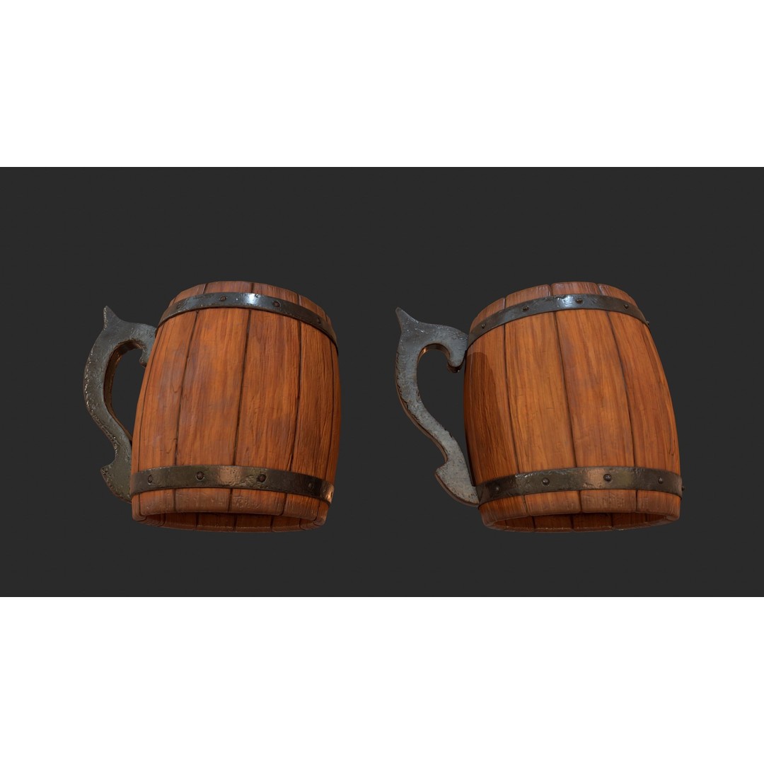 Beer Mug 3D Model – Low Poly Game Ready Asset, FBX, OBJ - View 9