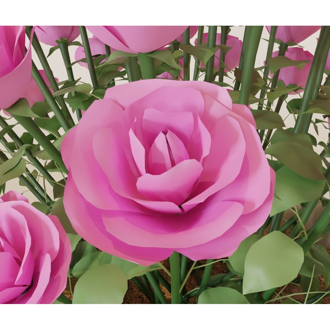 Roses in Pot 3D Model – Detailed Floral Decoration, Blender, FBX - View 4