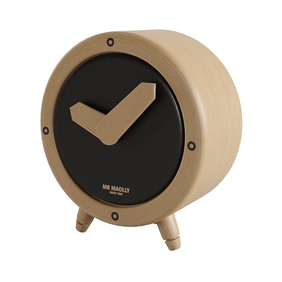 Wooden Table Clock 3D Model – Rounded Design, PBR Textures, FBX - View 4
