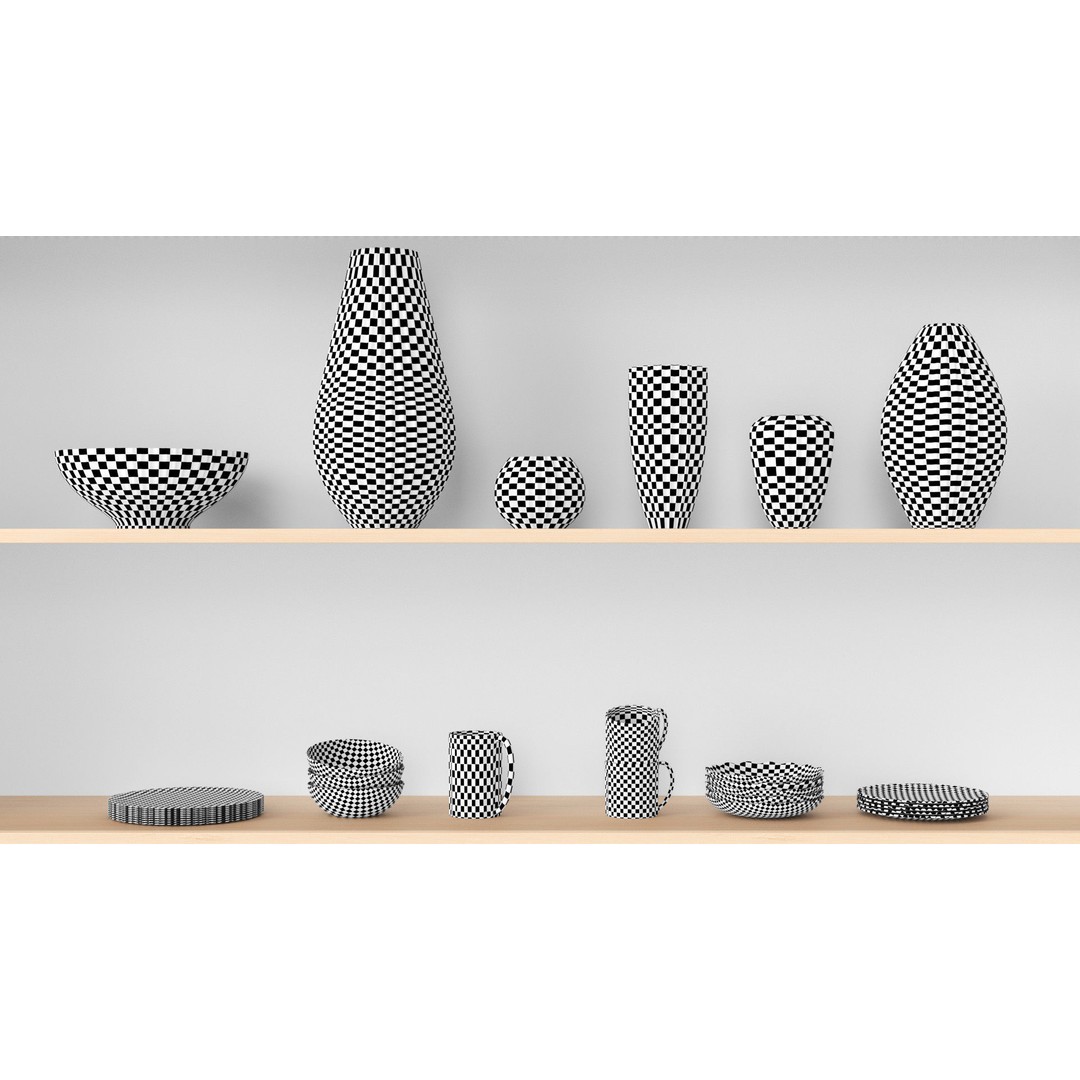 Stoneware Kitchen Accessories 3D Model – Low Poly PBR Dinnerware Set - View 13