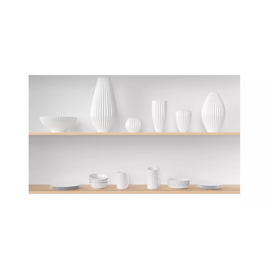 Stoneware Kitchen Accessories 3D Model – Low Poly PBR Dinnerware Set - View 2