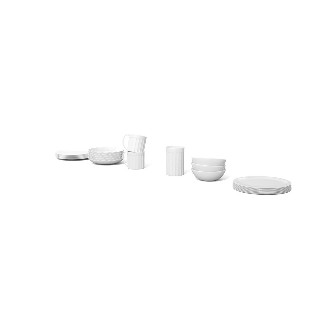 Stoneware Kitchen Accessories 3D Model – Low Poly PBR Dinnerware Set - View 31