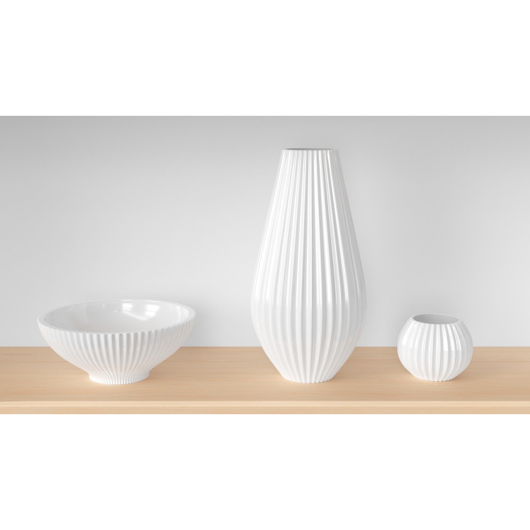 Stoneware Kitchen Accessories 3D Model – Low Poly PBR Dinnerware Set - View 4