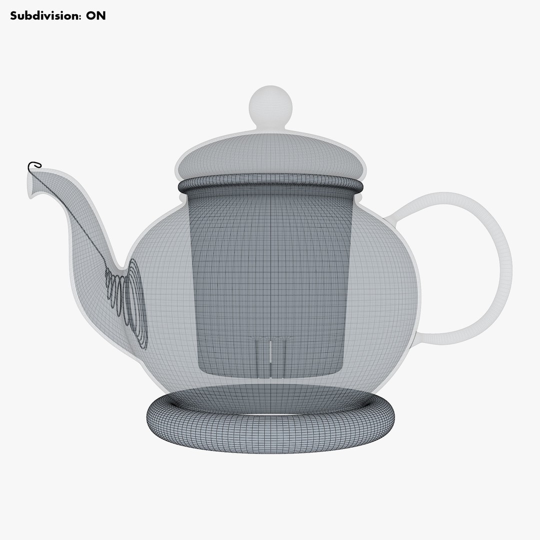 Glass Teapot 3D Model – Realistic Kitchenware with PBR Textures - View 16