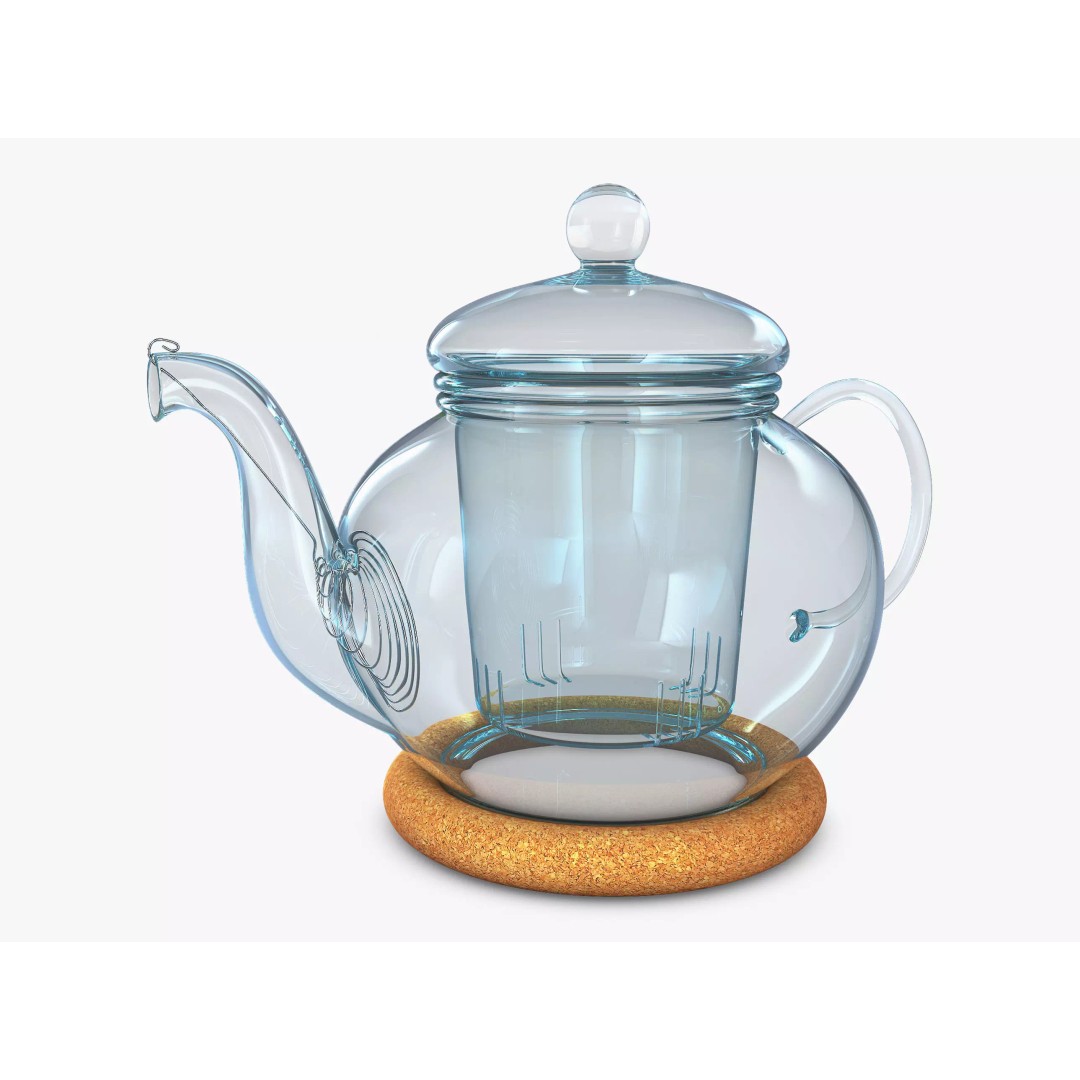 Glass Teapot 3D Model – Realistic Kitchenware with PBR Textures - View 2