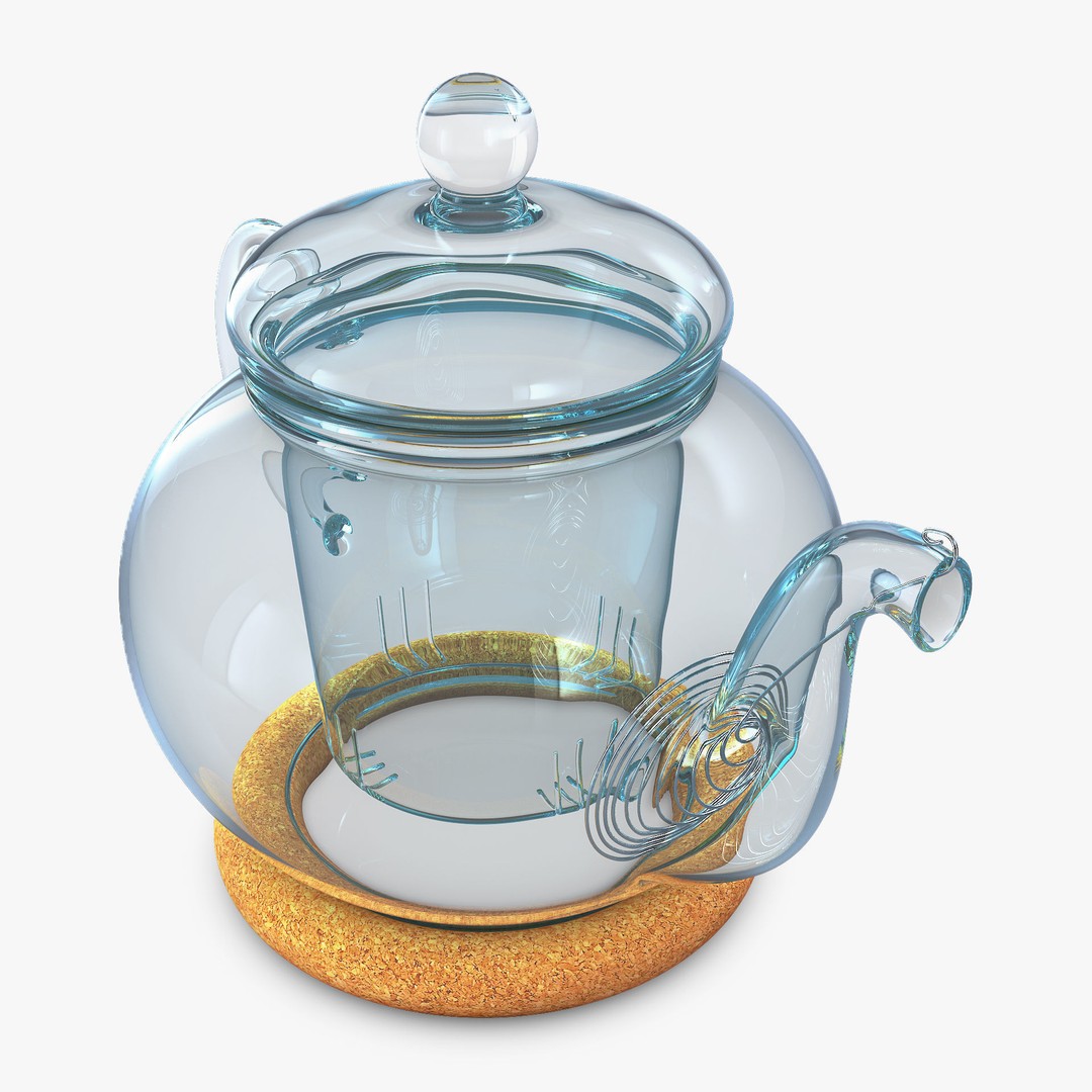 Glass Teapot 3D Model – Realistic Kitchenware with PBR Textures - View 4