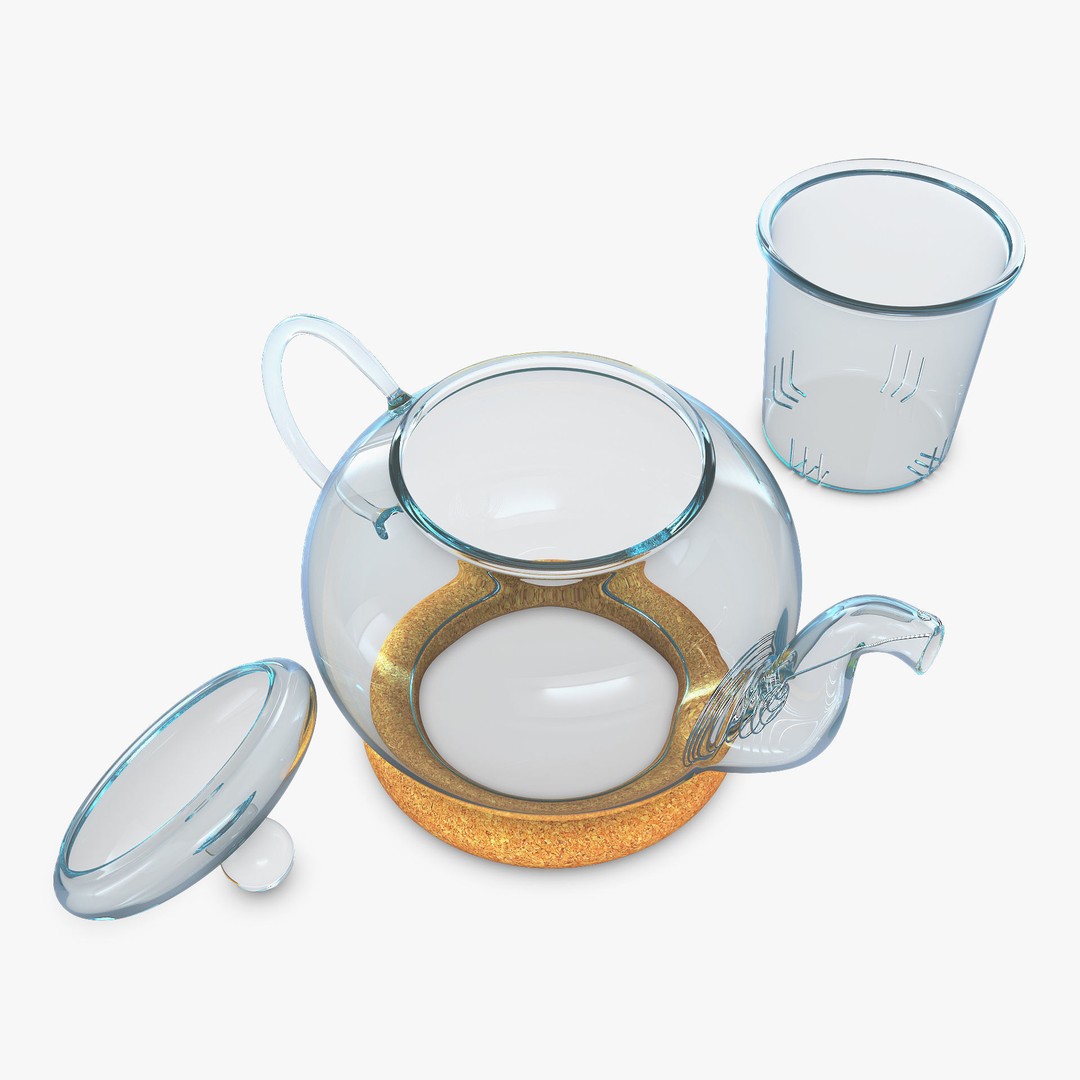 Glass Teapot 3D Model – Realistic Kitchenware with PBR Textures - View 7