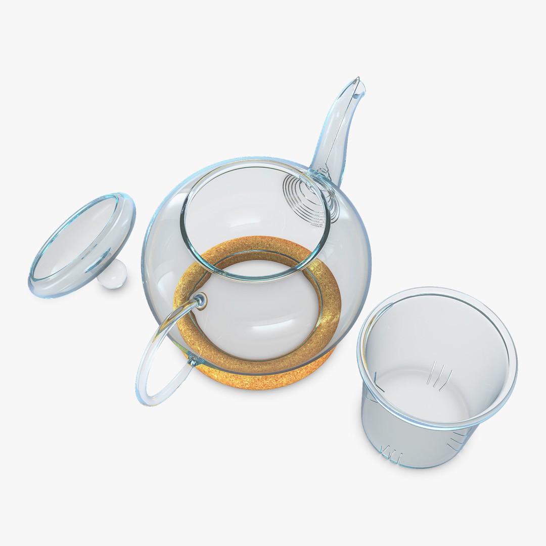 Glass Teapot 3D Model – Realistic Kitchenware with PBR Textures - View 8