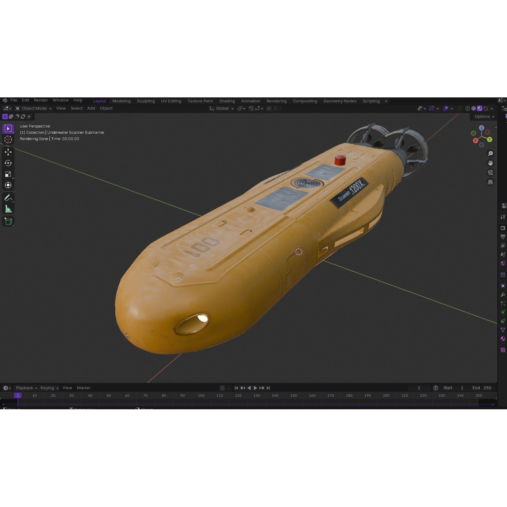 Autonomous Underwater Vehicle - Low-Poly Game-Ready 3D Model - View 19