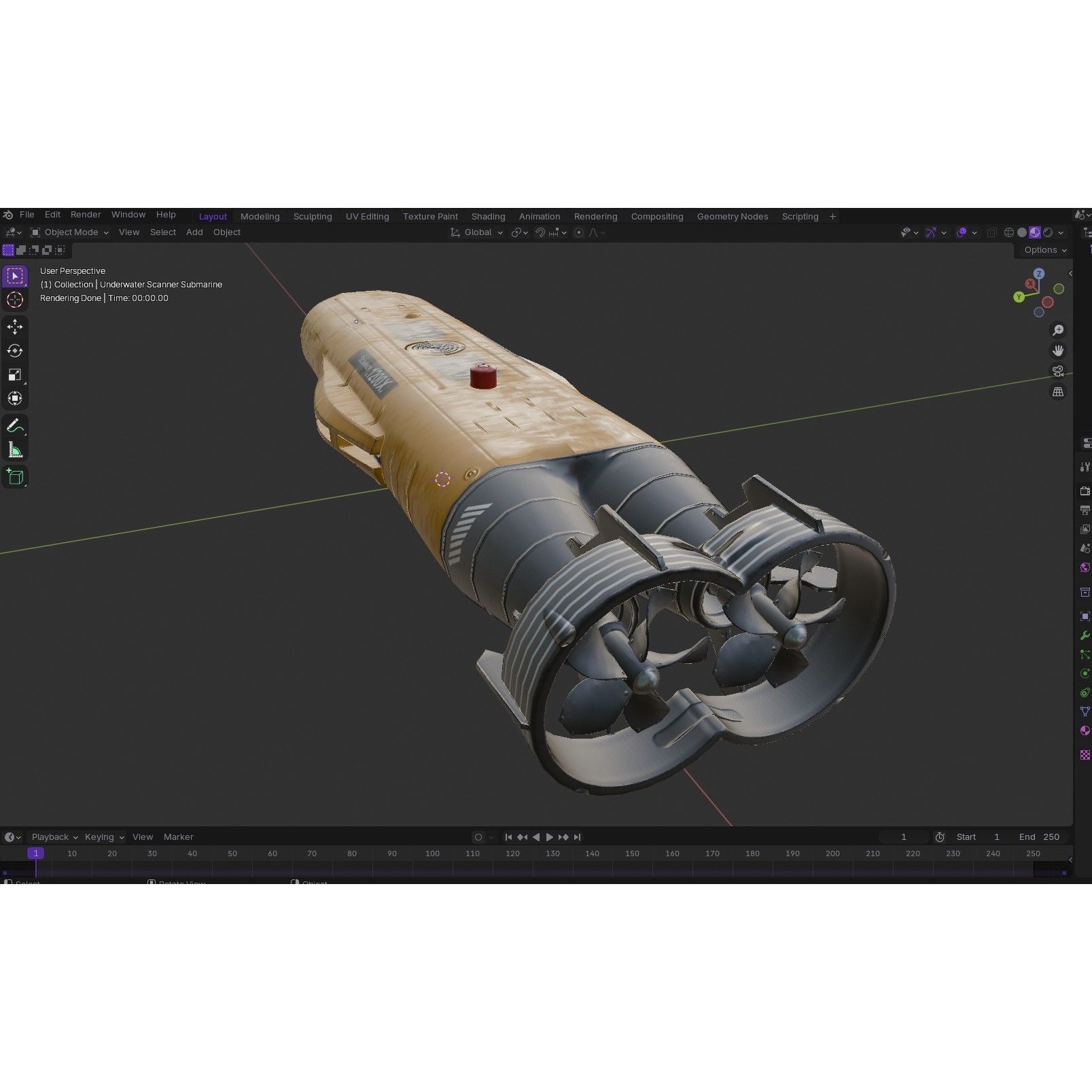 Autonomous Underwater Vehicle - Low-Poly Game-Ready 3D Model - View 20