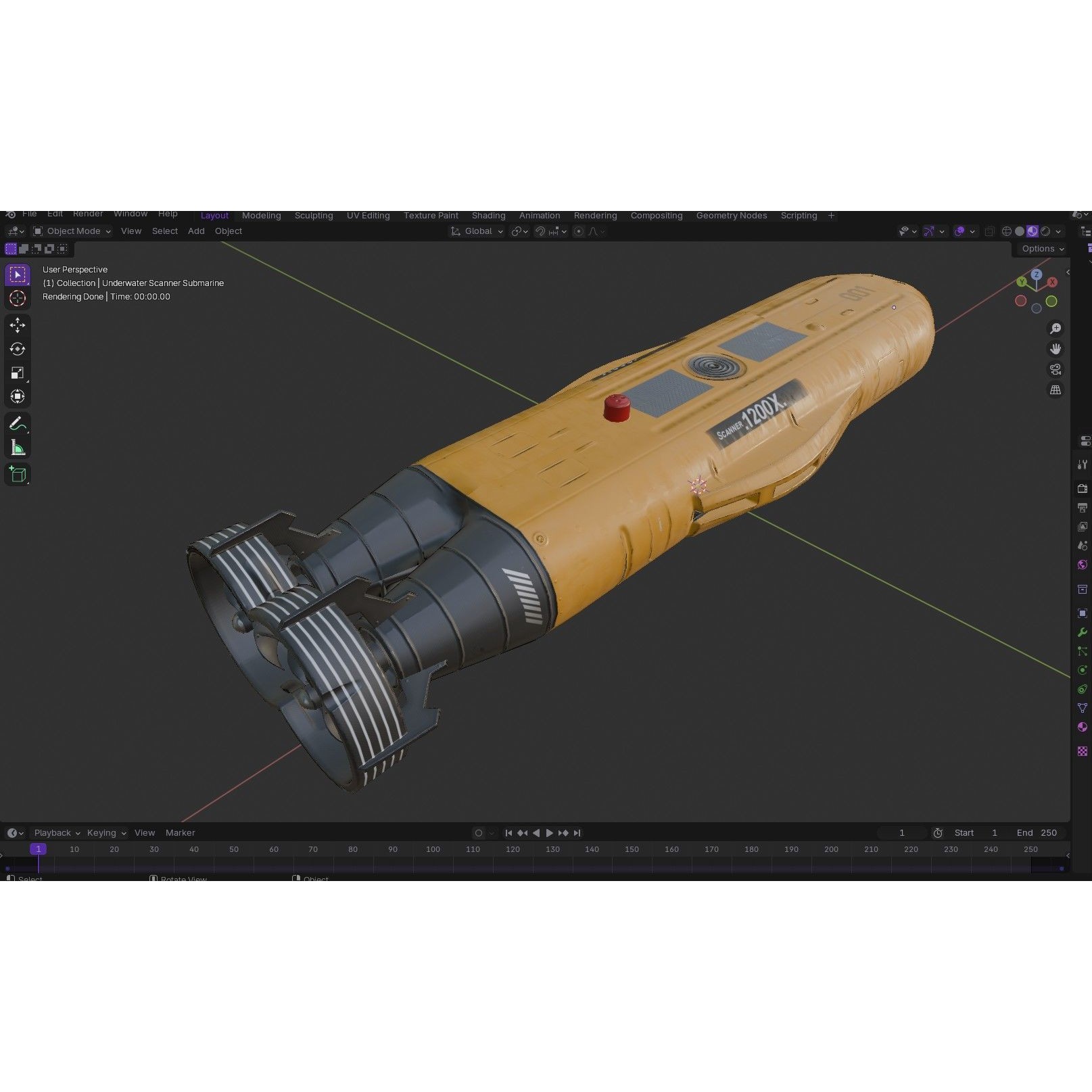 Autonomous Underwater Vehicle - Low-Poly Game-Ready 3D Model - View 21