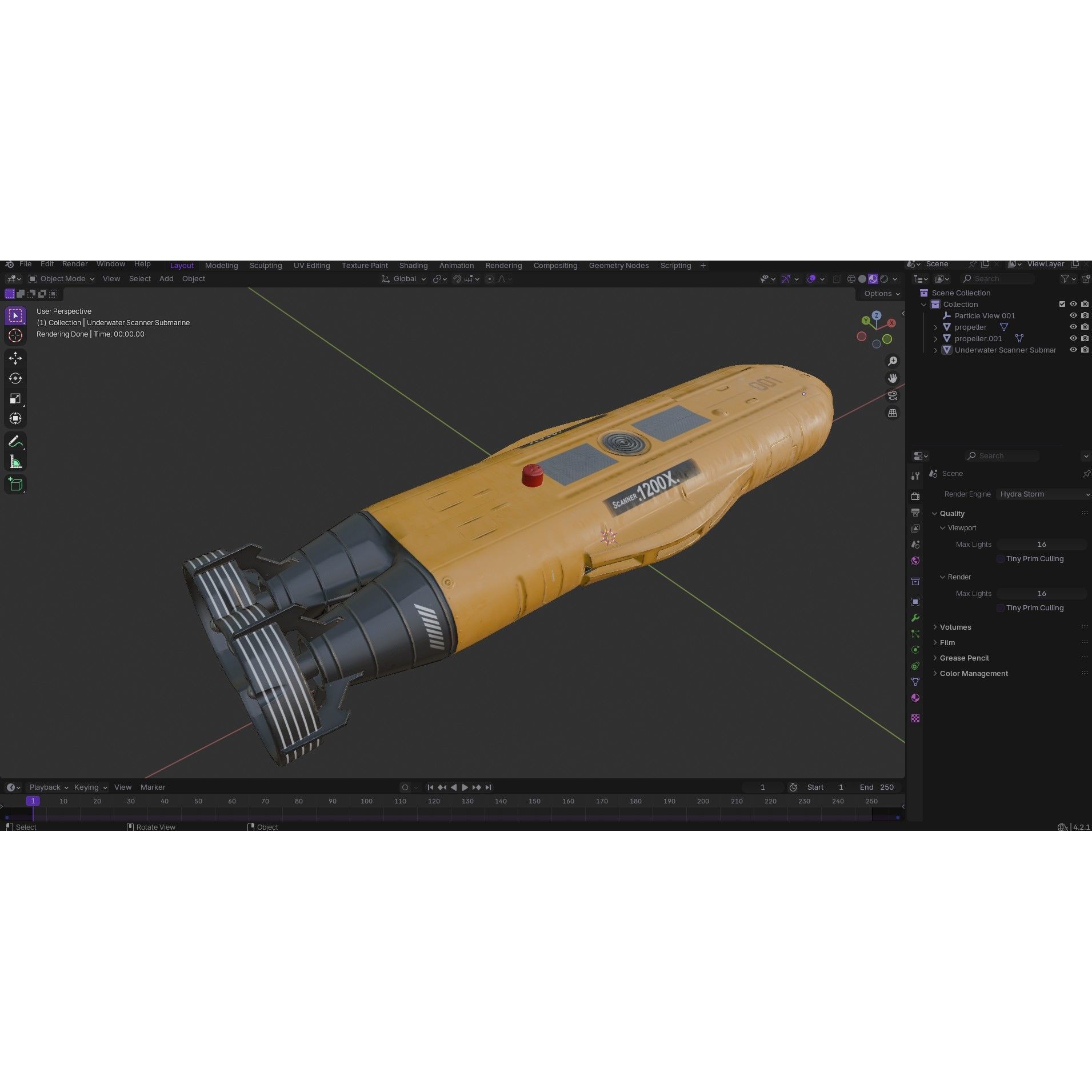 Autonomous Underwater Vehicle - Low-Poly Game-Ready 3D Model - View 22