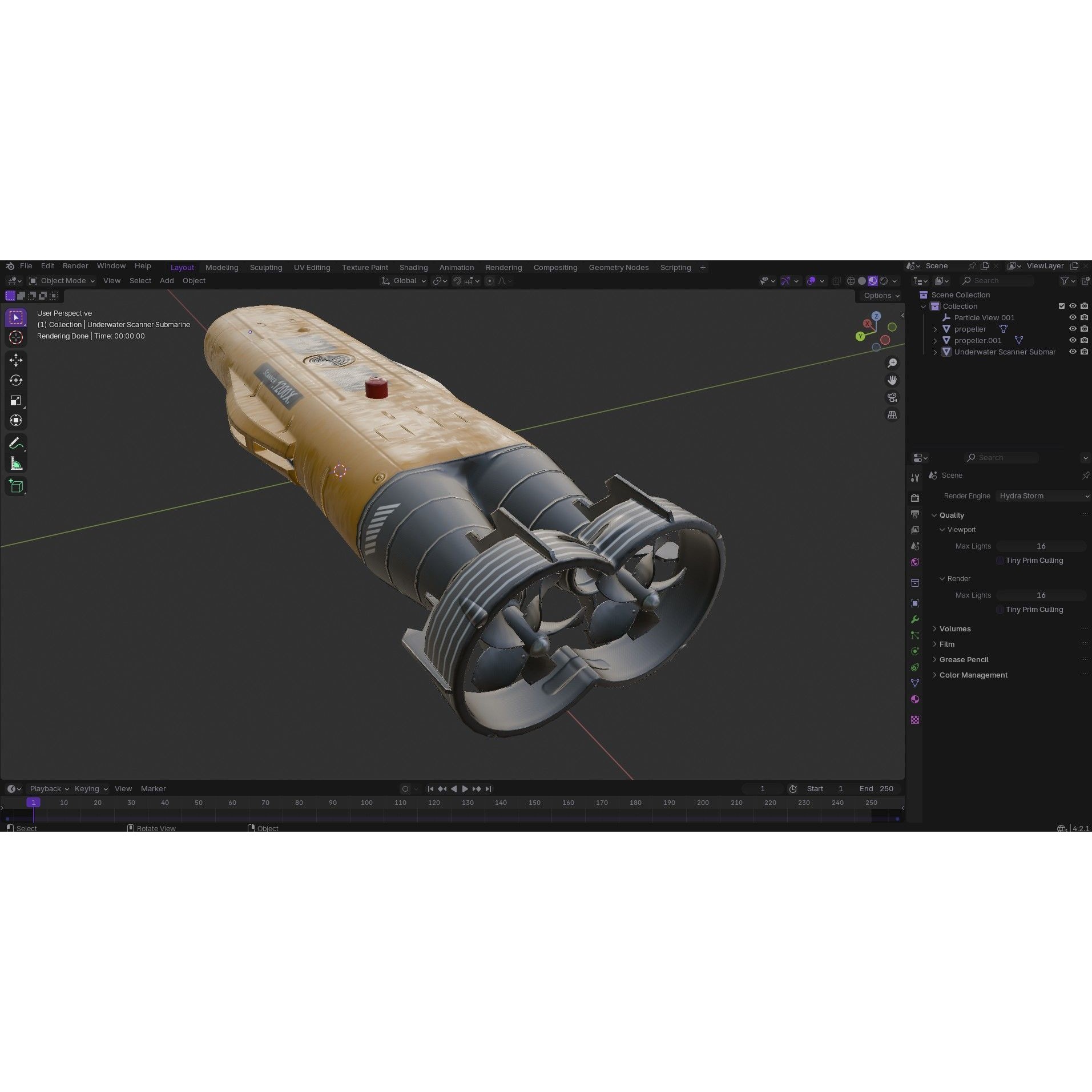 Autonomous Underwater Vehicle - Low-Poly Game-Ready 3D Model - View 23