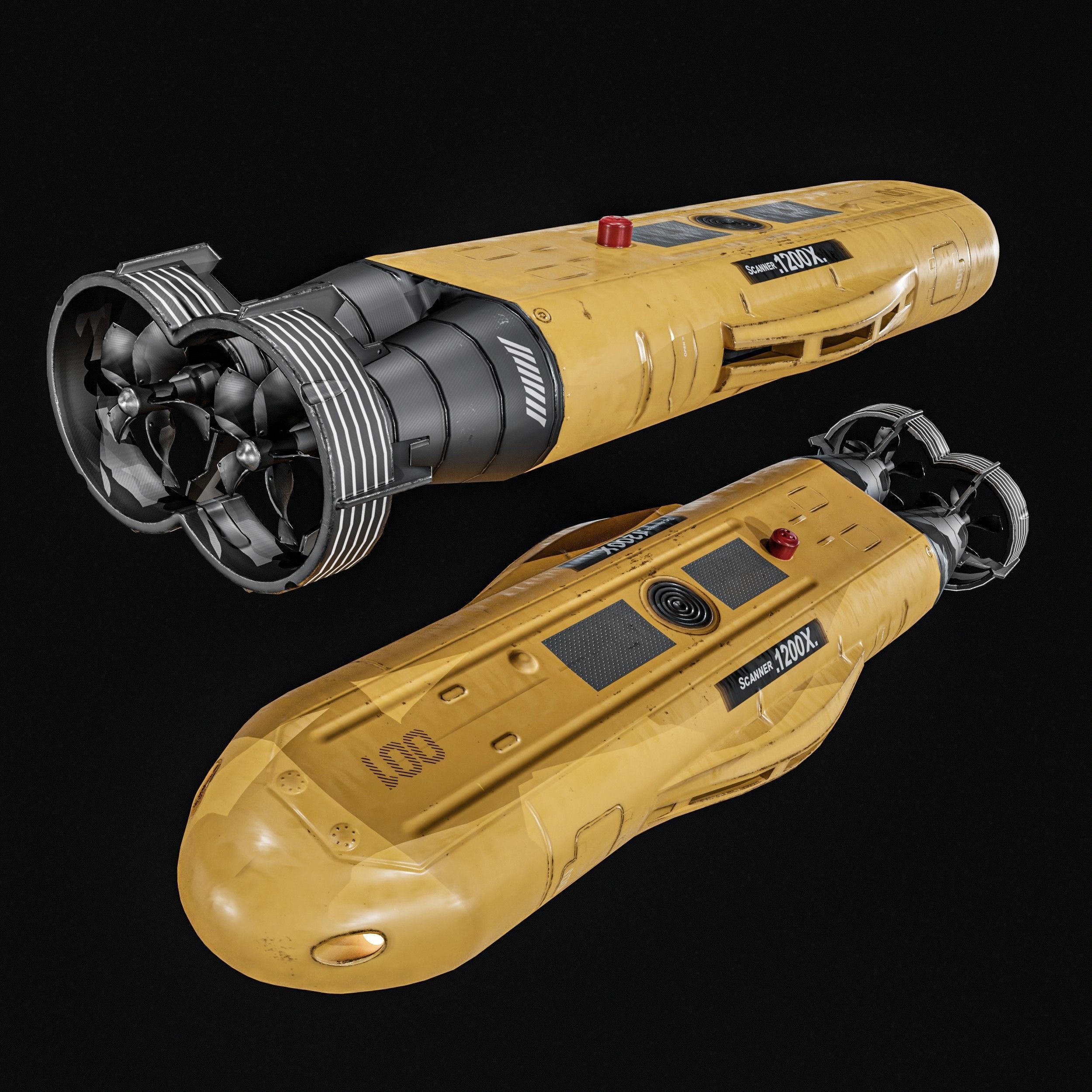 Autonomous Underwater Vehicle - Low-Poly Game-Ready 3D Model - View 3