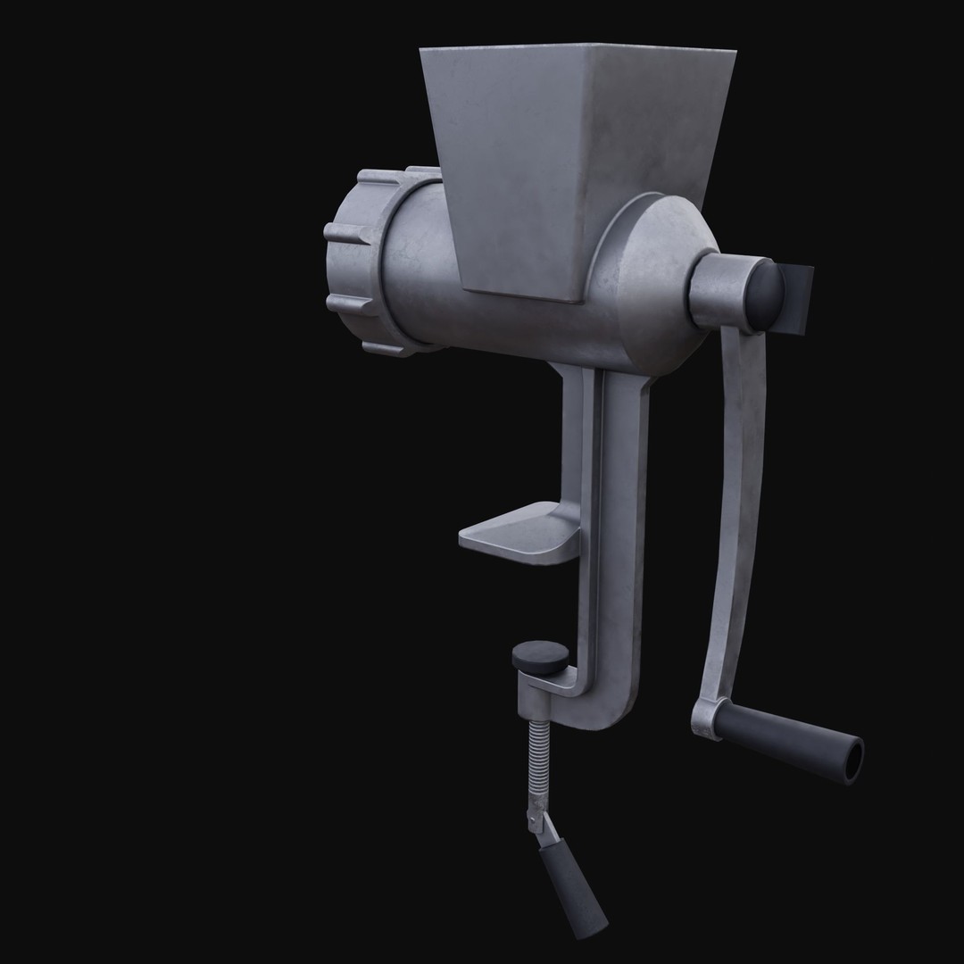 Old Meat Grinder 3D Model – Low Poly Vintage Kitchen Appliance, FBX - View 3