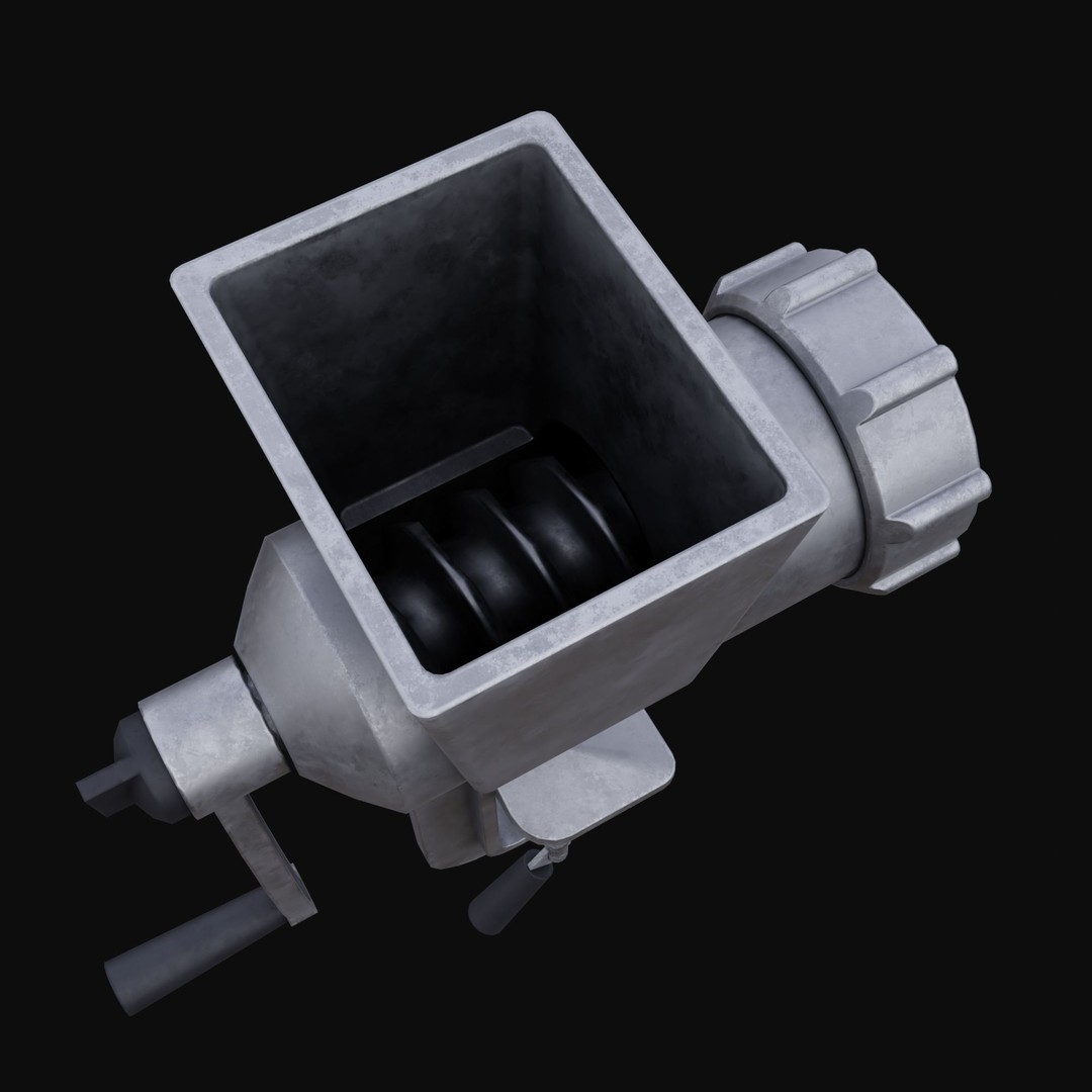 Old Meat Grinder 3D Model – Low Poly Vintage Kitchen Appliance, FBX - View 4