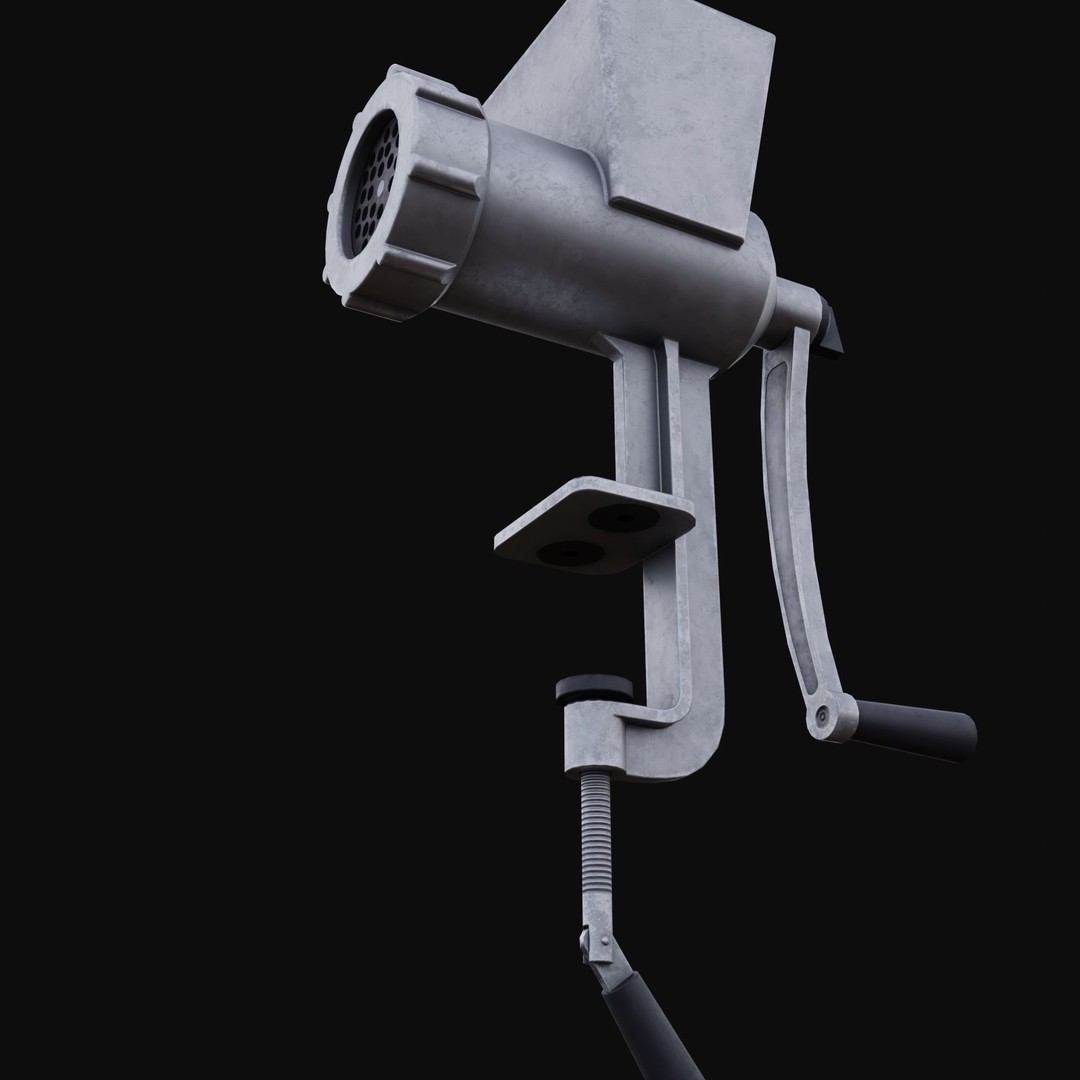 Old Meat Grinder 3D Model – Low Poly Vintage Kitchen Appliance, FBX - View 5