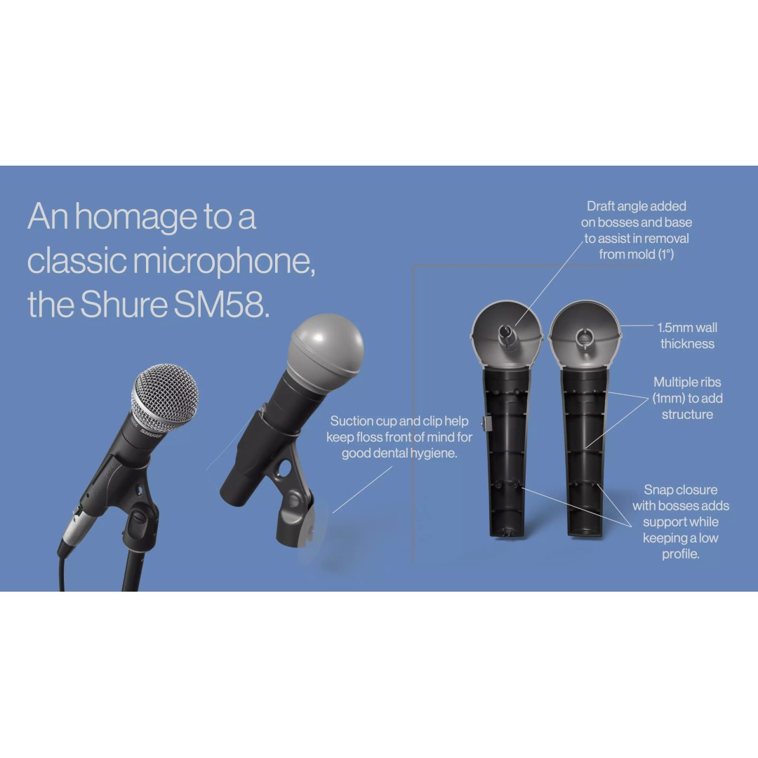 Microphone Floss Dispenser 3D Model – Unique Design for Injection Molding - View 2