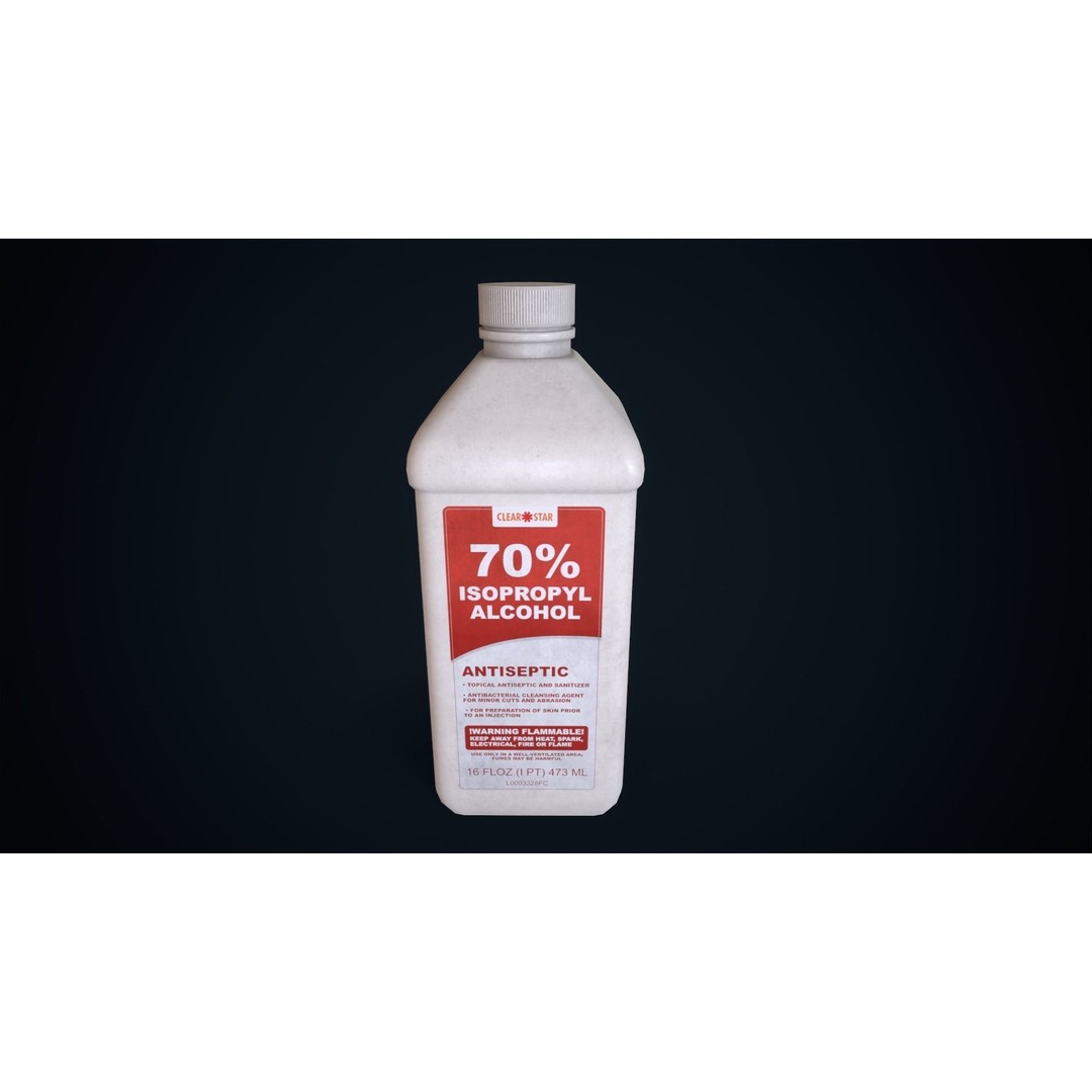 Isopropyl Alcohol Bottle 3D Model – Low Poly Game Asset, FBX, PBR Textures - View 3