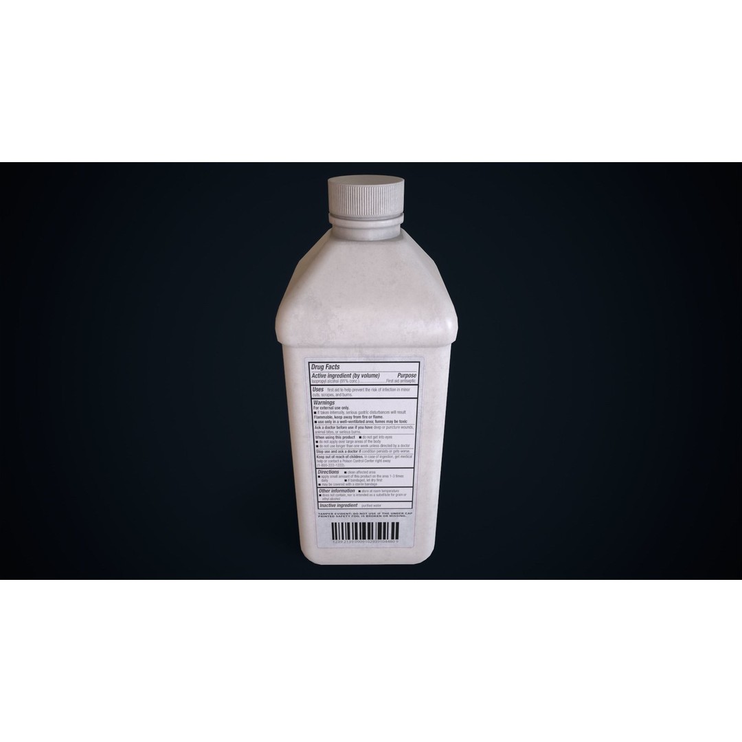 Isopropyl Alcohol Bottle 3D Model – Low Poly Game Asset, FBX, PBR Textures - View 6