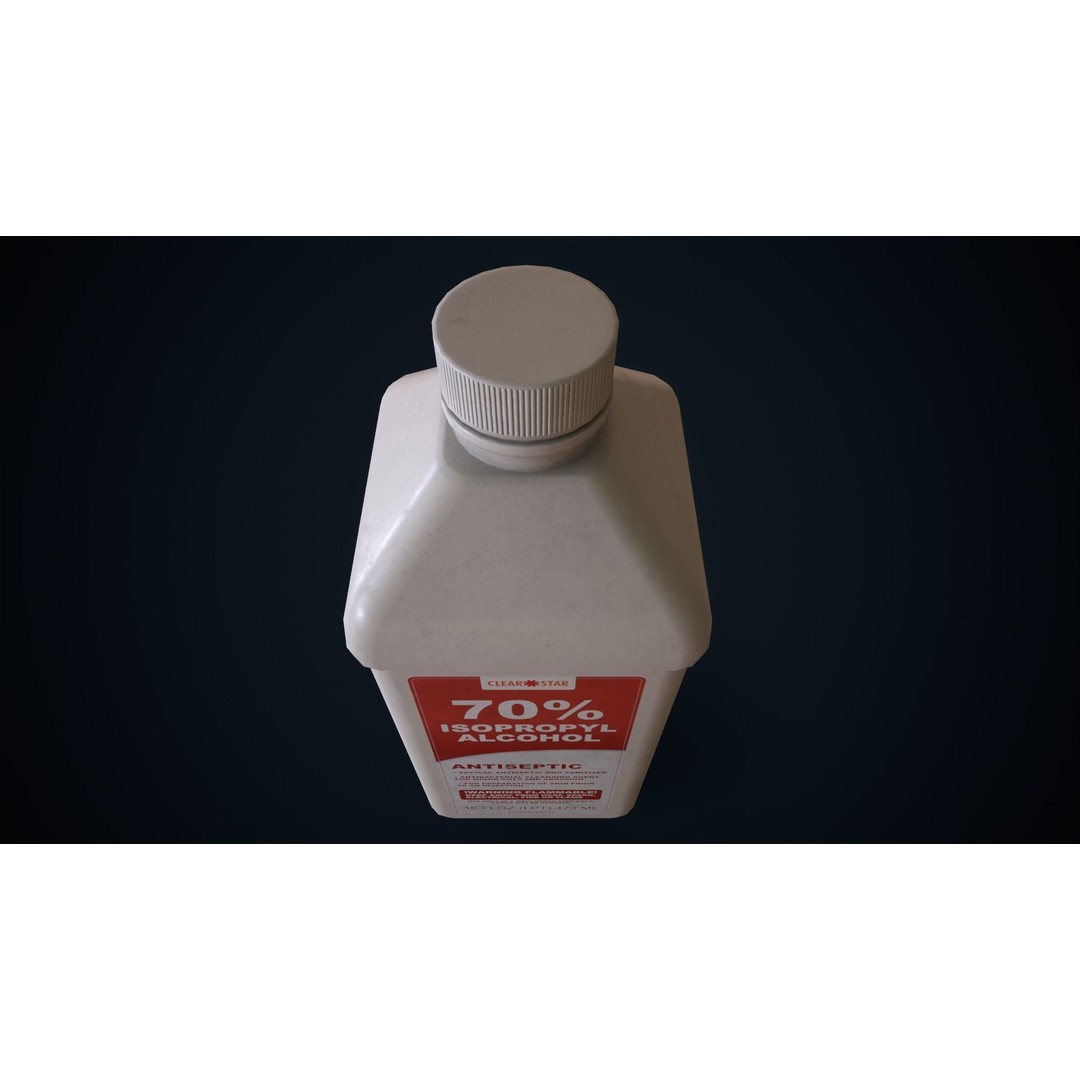 Isopropyl Alcohol Bottle 3D Model – Low Poly Game Asset, FBX, PBR Textures - View 8