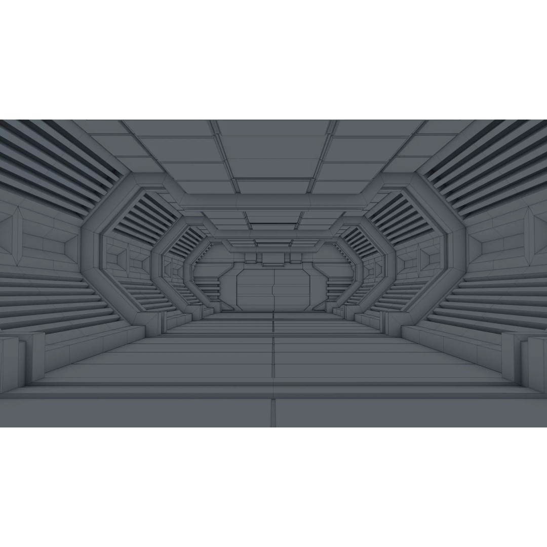Sci Fi Corridor 3D Model – High Poly Interior Asset, FBX, OBJ - View 16