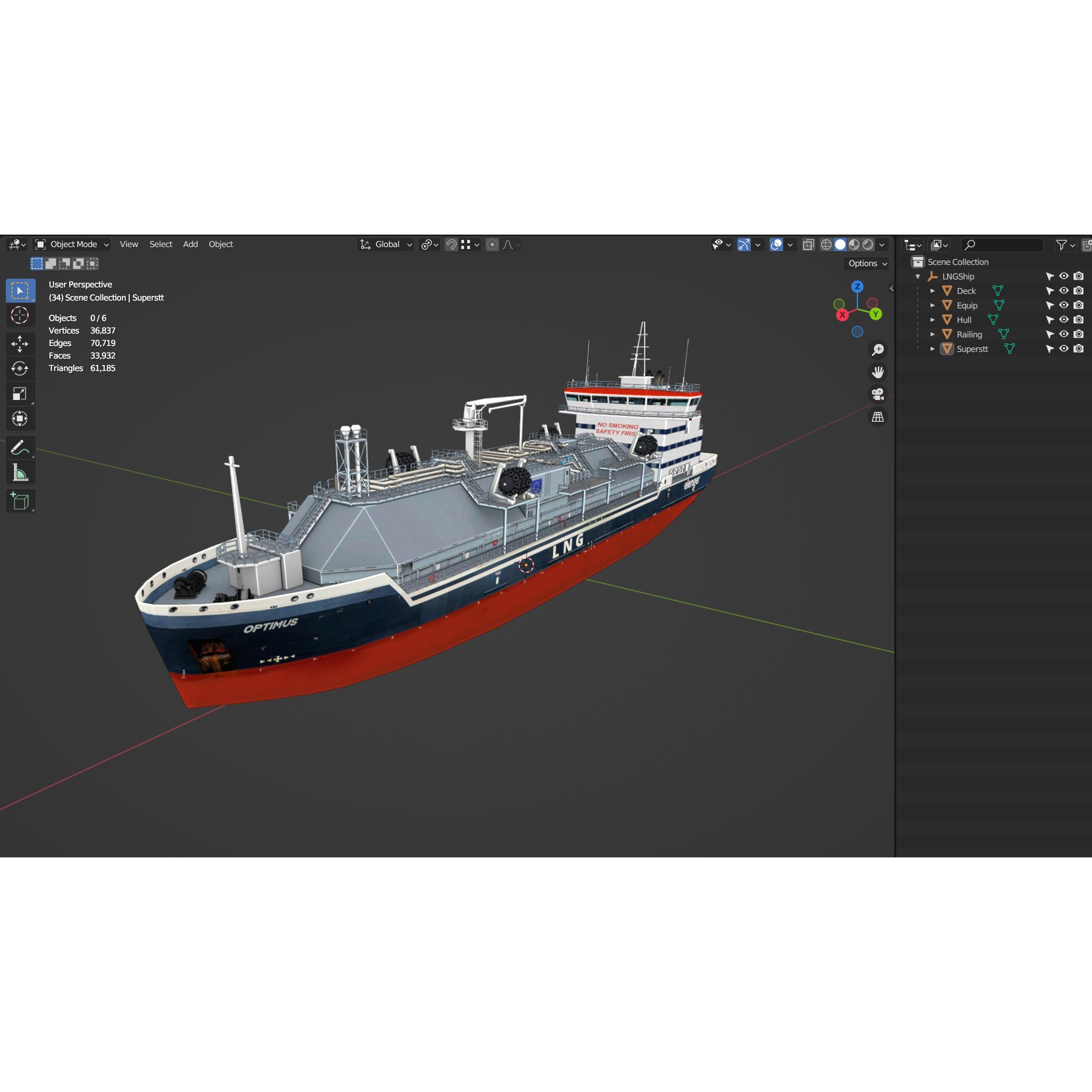 LNG Bunkering Vessel - Low-Poly Game-Ready 3D Model