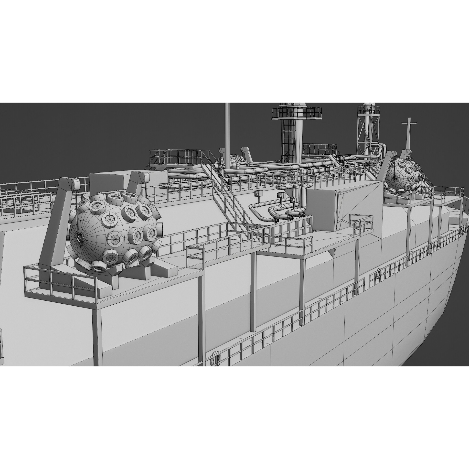 LNG Bunkering Vessel - Low-Poly Game-Ready 3D Model - View 10