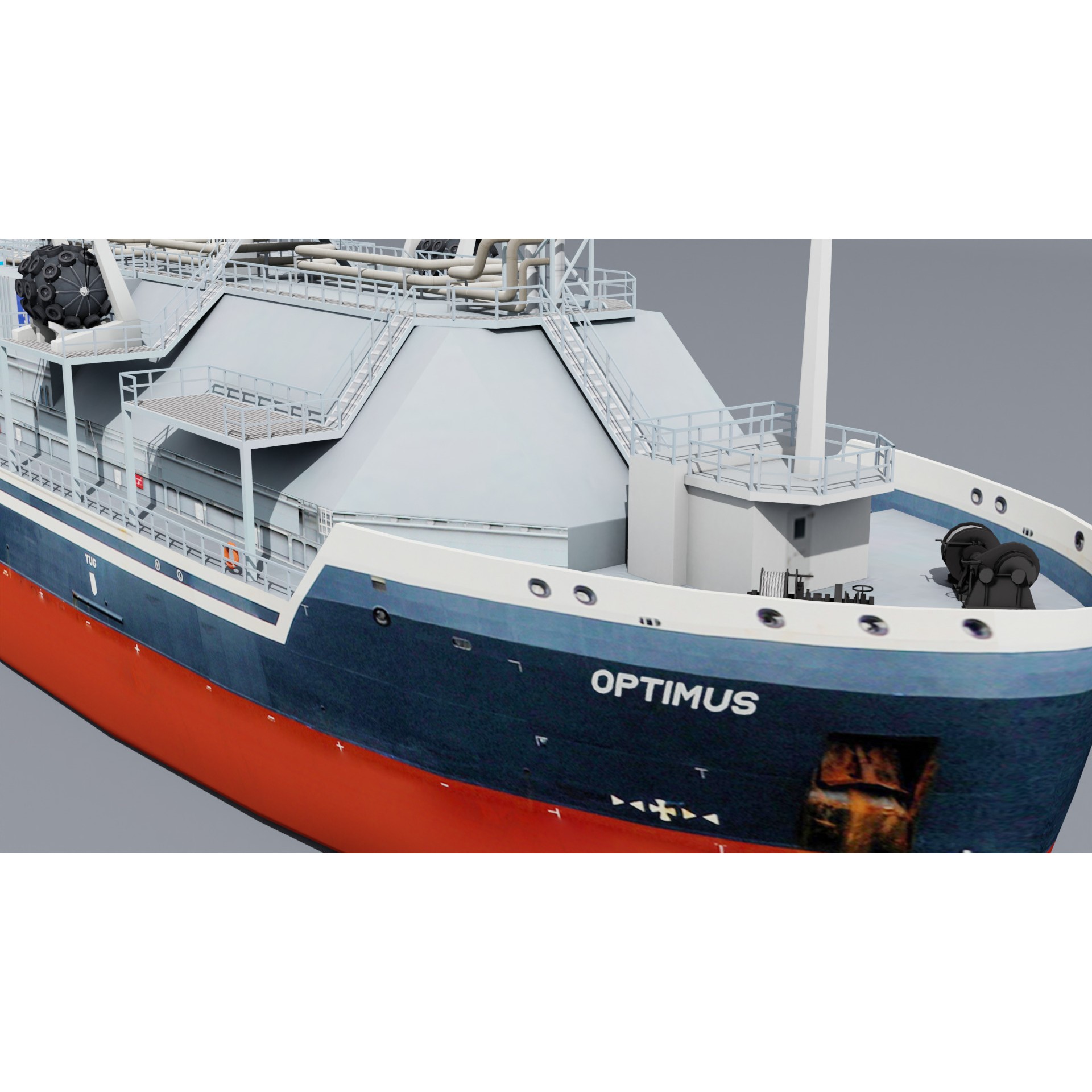 LNG Bunkering Vessel - Low-Poly Game-Ready 3D Model - View 11