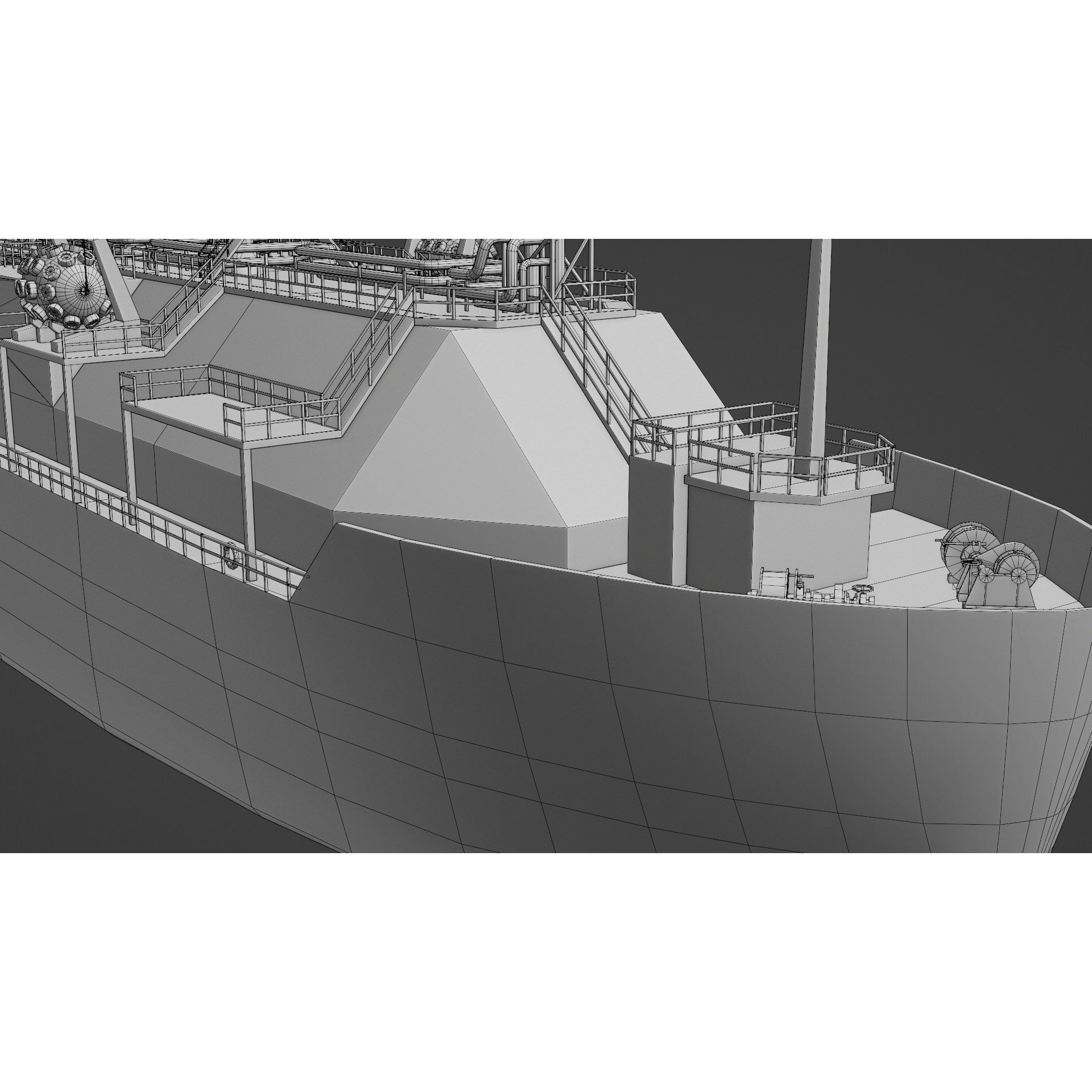 LNG Bunkering Vessel - Low-Poly Game-Ready 3D Model - View 12