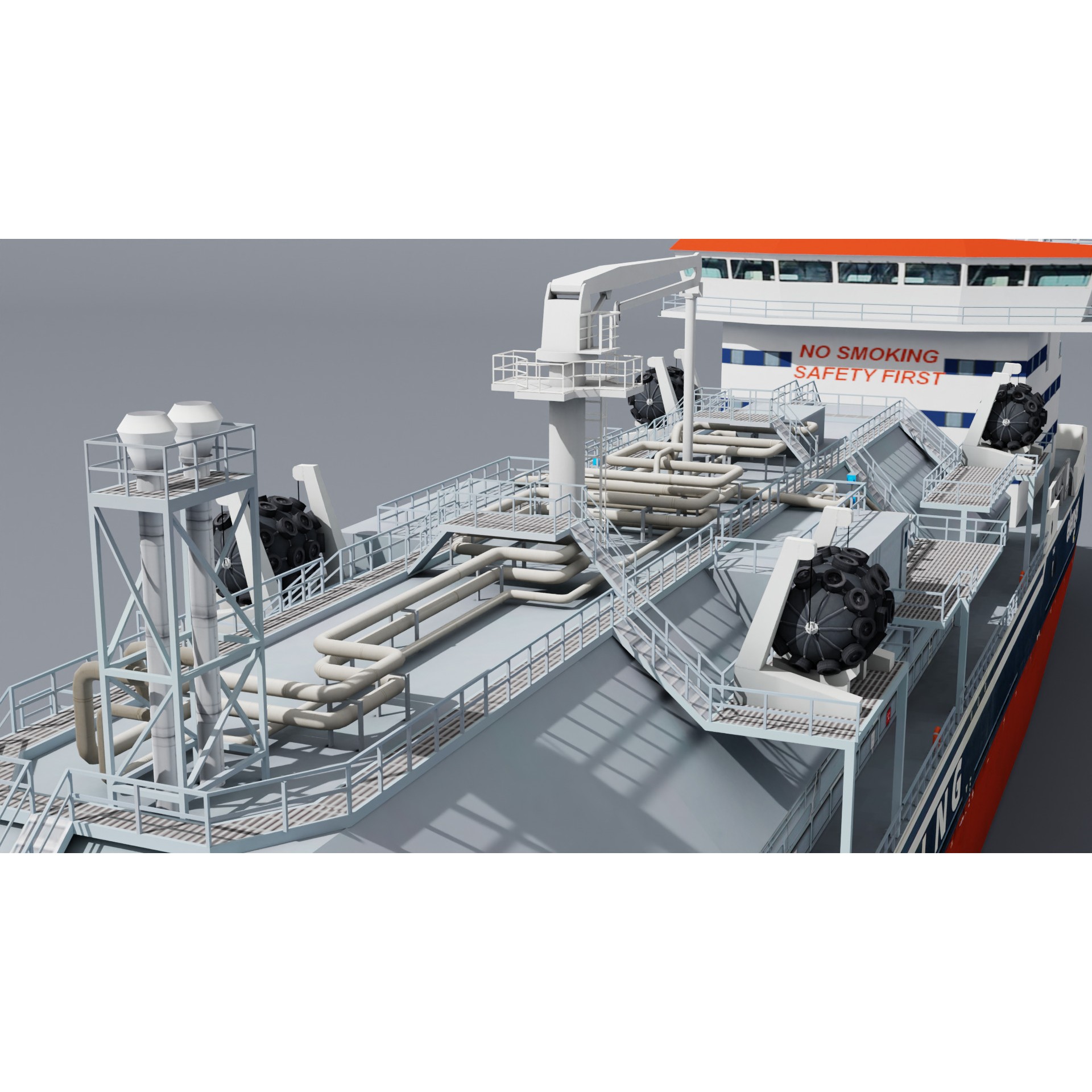 LNG Bunkering Vessel - Low-Poly Game-Ready 3D Model - View 13