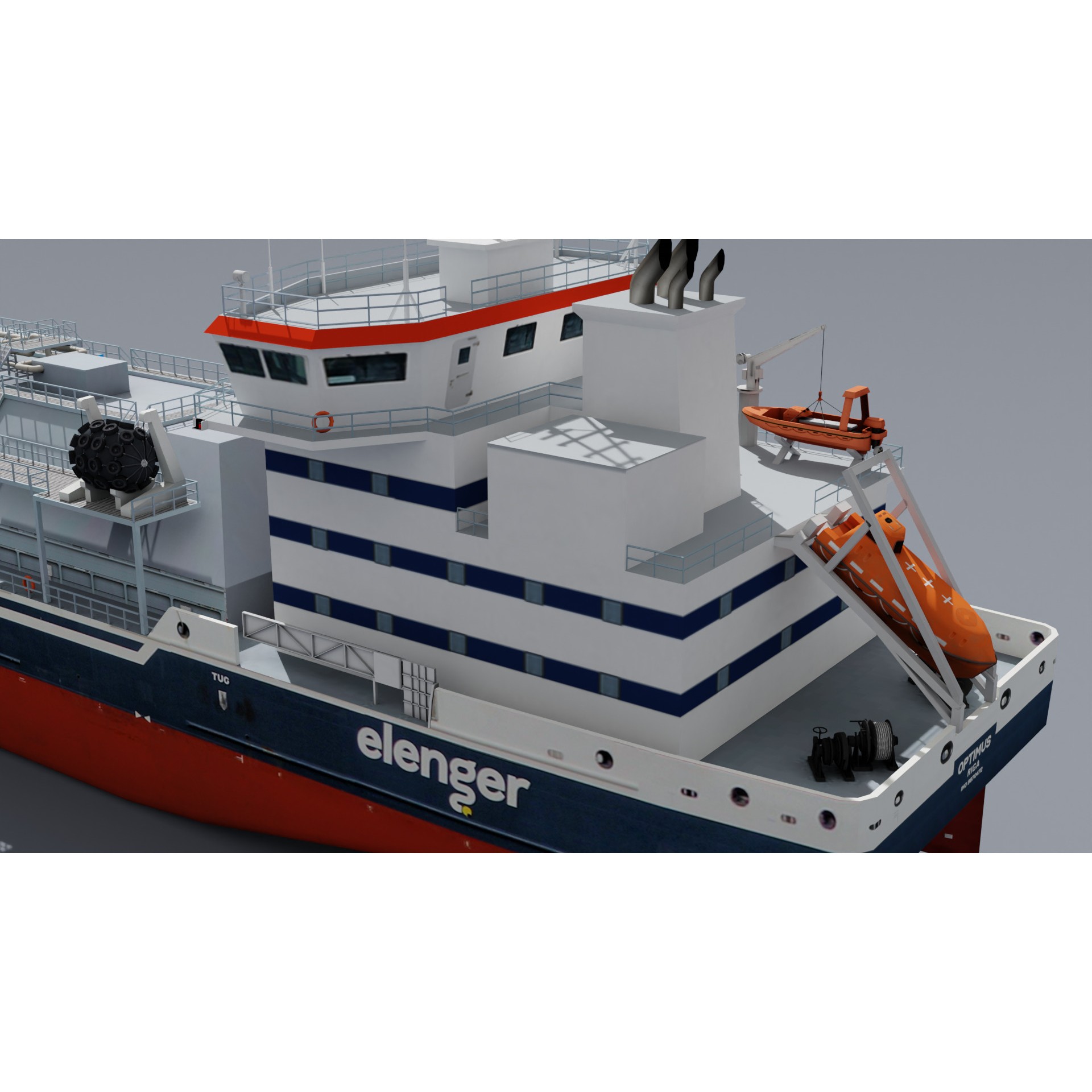 LNG Bunkering Vessel - Low-Poly Game-Ready 3D Model - View 15