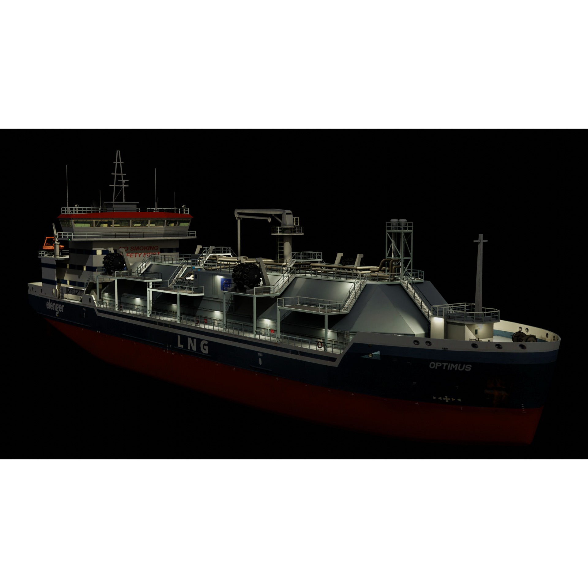LNG Bunkering Vessel - Low-Poly Game-Ready 3D Model - View 17
