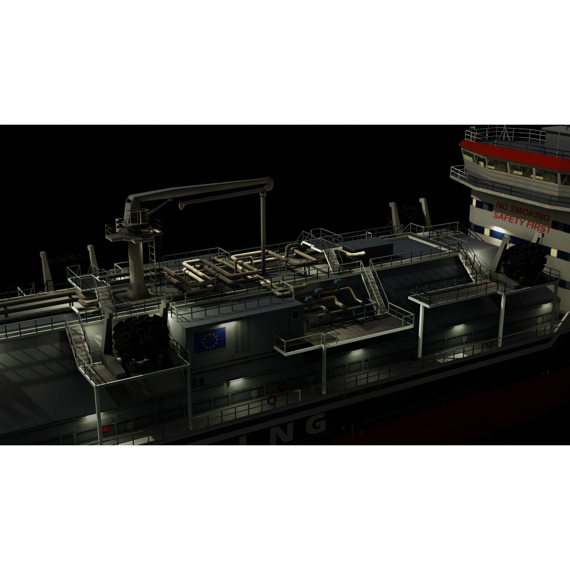 LNG Bunkering Vessel - Low-Poly Game-Ready 3D Model - View 19