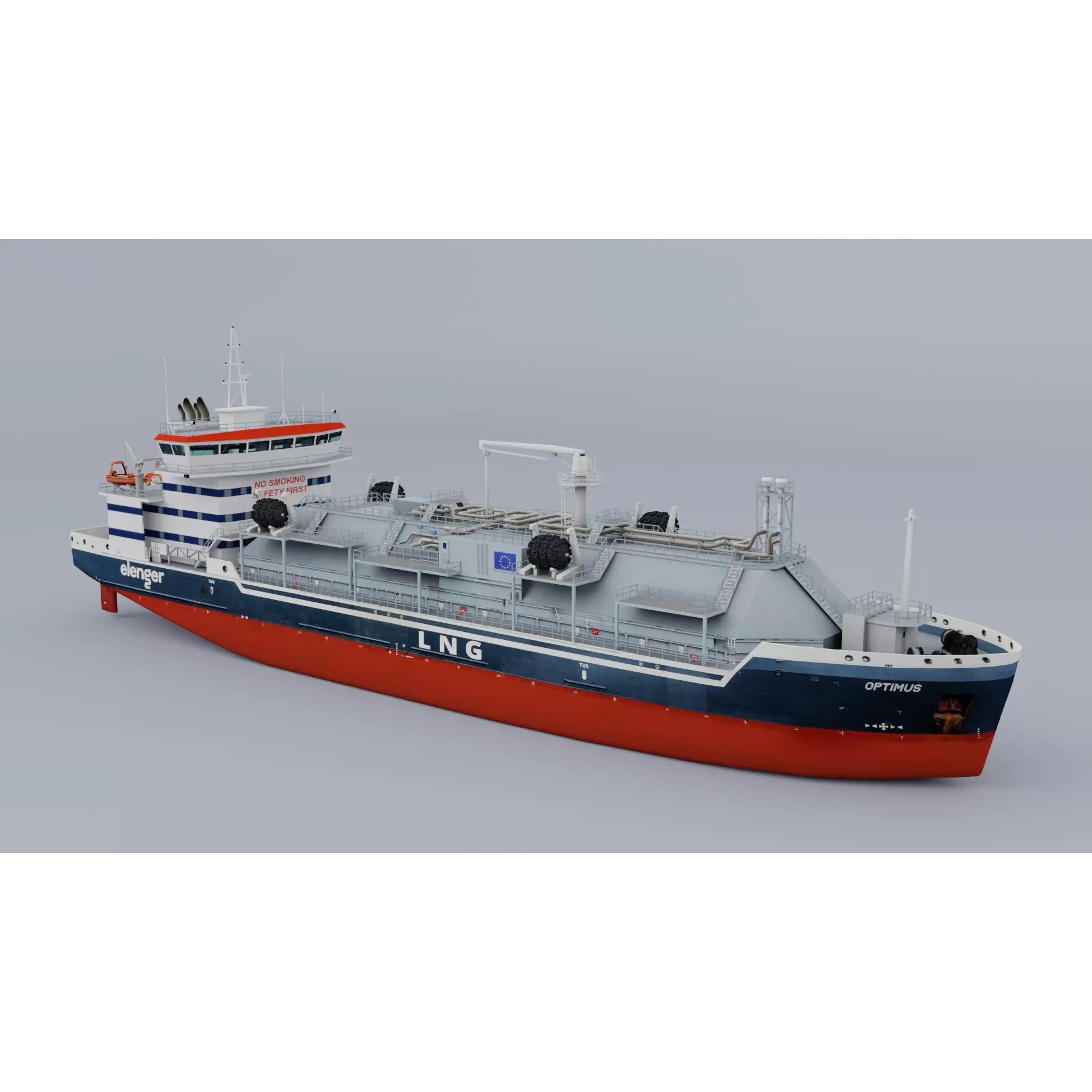 LNG Bunkering Vessel - Low-Poly Game-Ready 3D Model - View 2