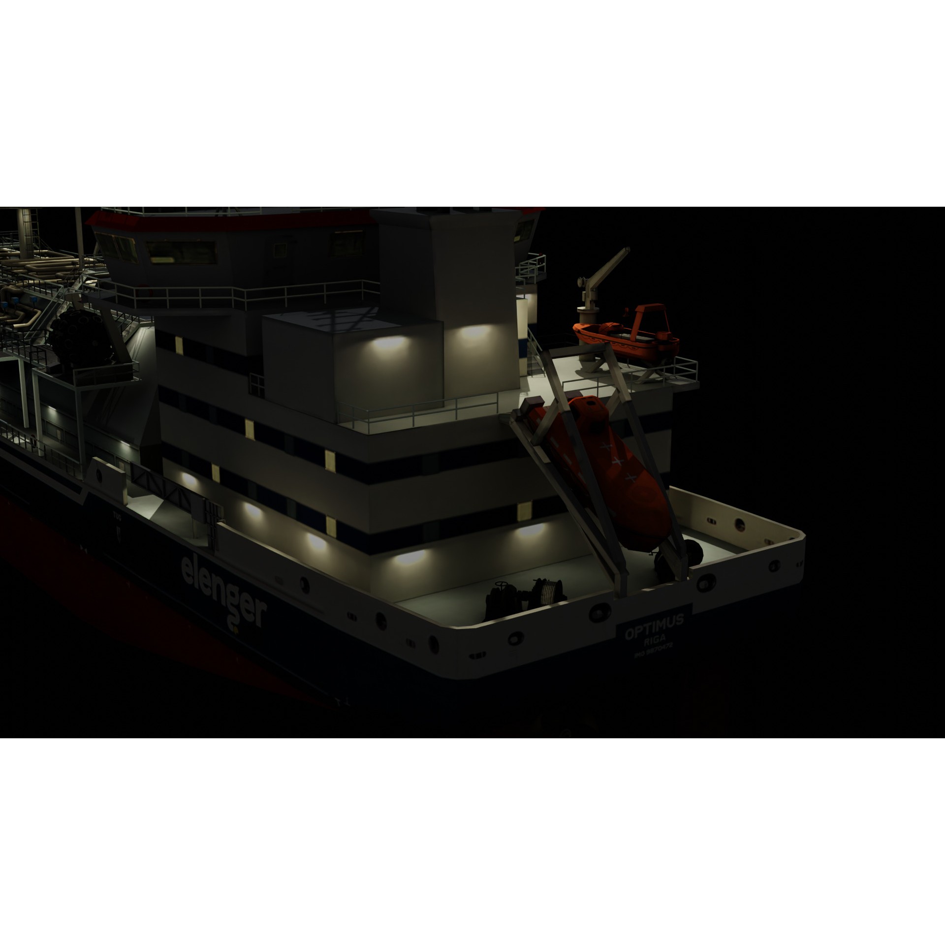 LNG Bunkering Vessel - Low-Poly Game-Ready 3D Model - View 20