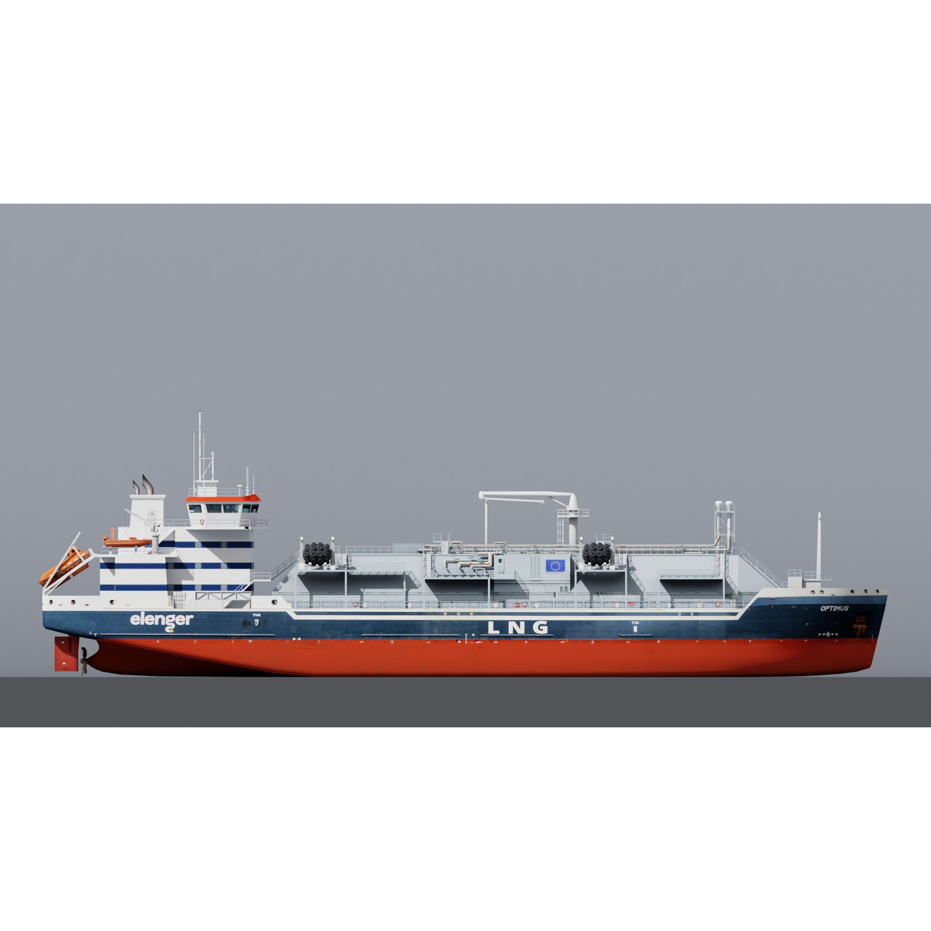 LNG Bunkering Vessel - Low-Poly Game-Ready 3D Model - View 4