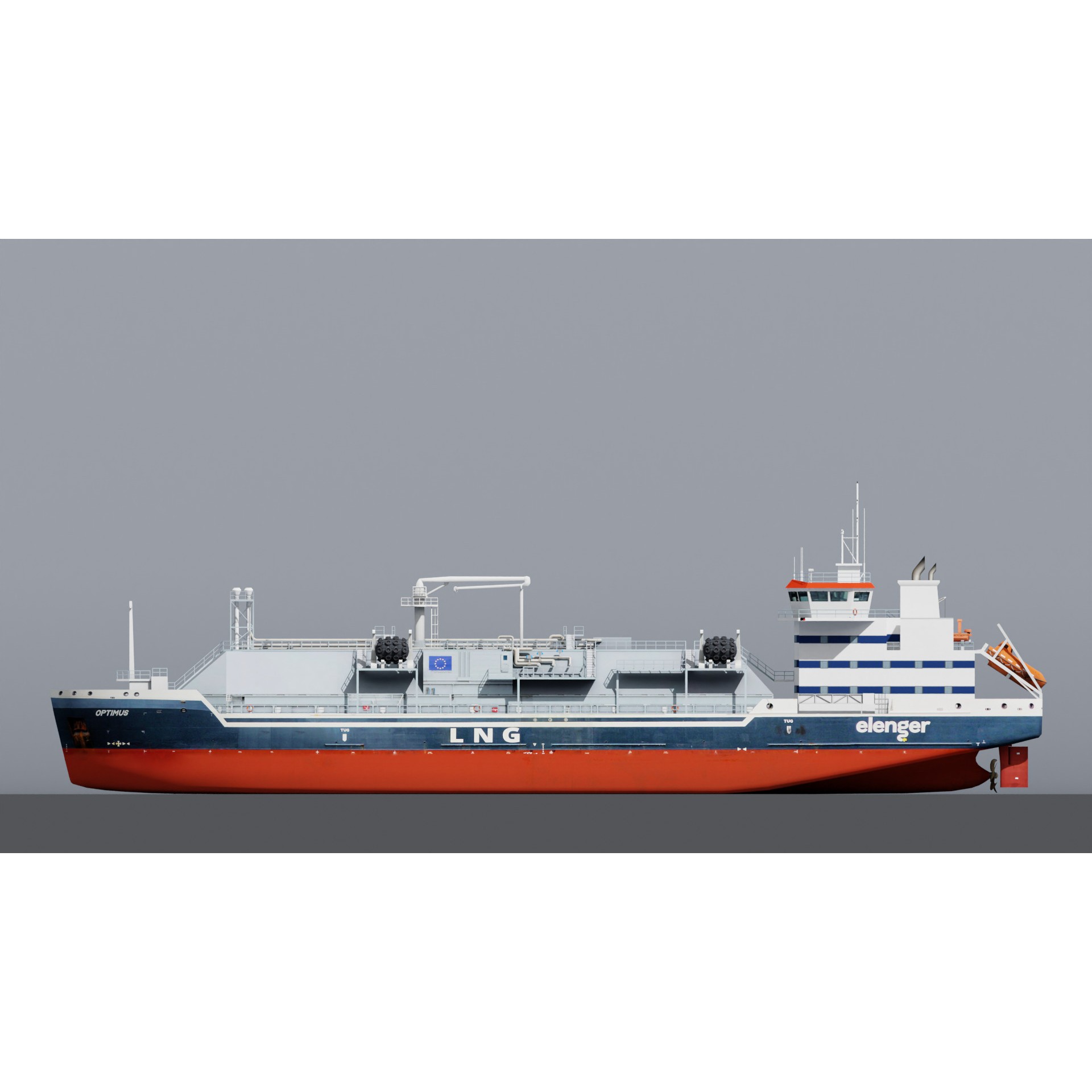 LNG Bunkering Vessel - Low-Poly Game-Ready 3D Model - View 6
